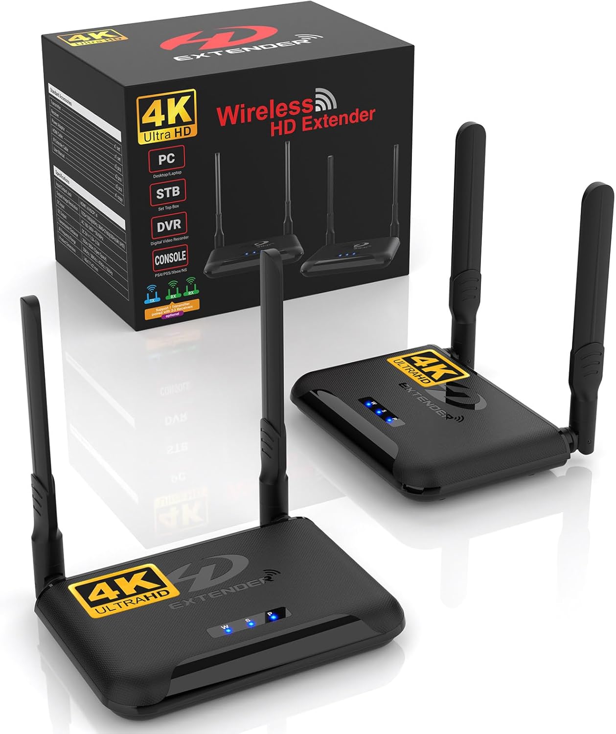 BEQOOL Wireless HDMI Extender-Set 4K 30 Hz (Sender & Empfänger) 820Ft/250 m mit IR