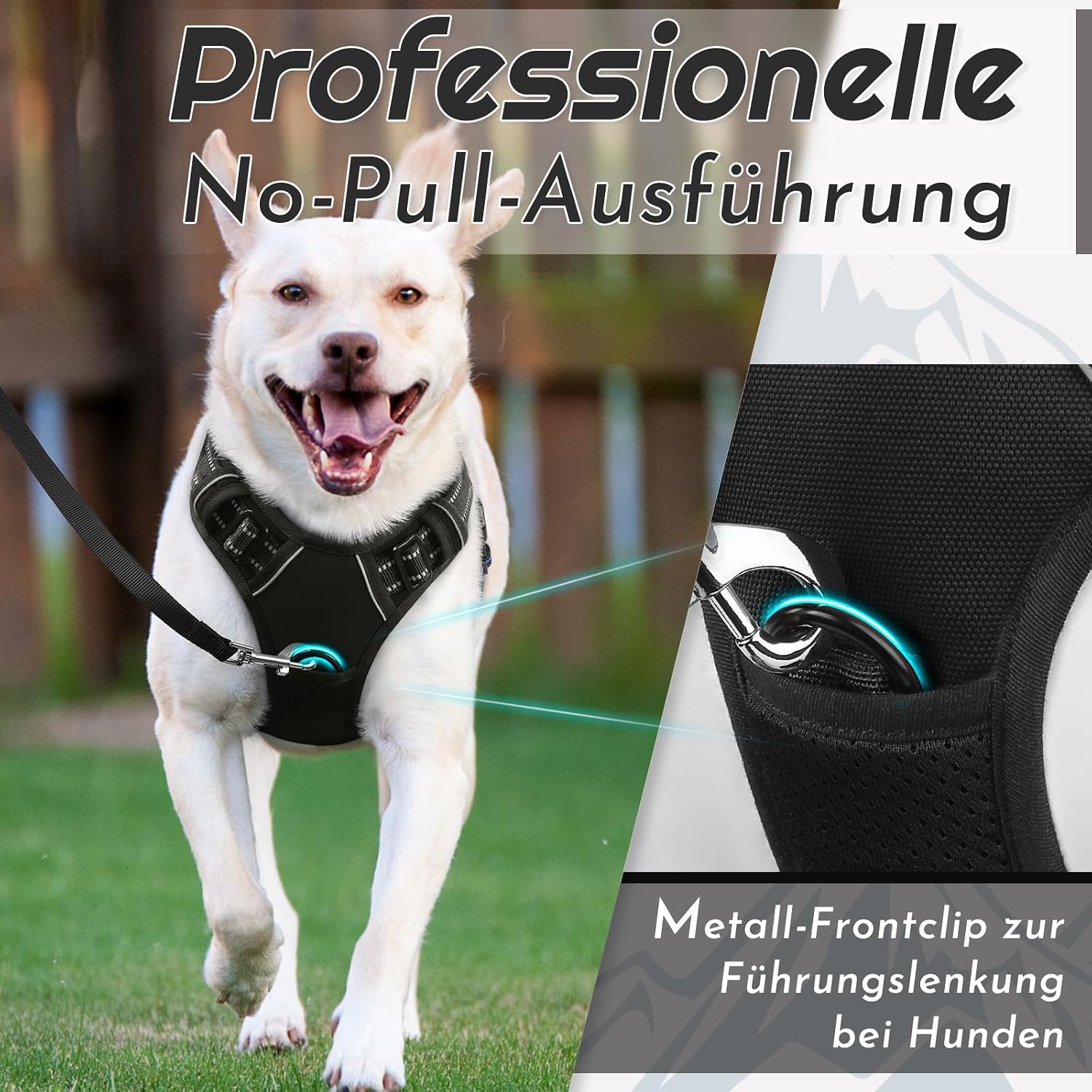 Detalle de Eagloo Hundegeschirr XL – Anti-Zug, reflektierend, verstellbar für große Hunde (Brustumfang 48–99 cm)