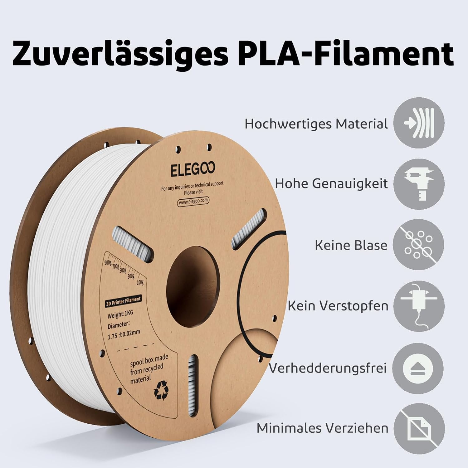 Thumbnail 1 de ELEGOO PLA Filament 1,75 mm Meergrün, 1 kg – präzises Druckmaterial für viele 3D-Drucker