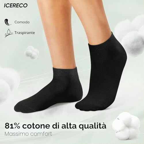 Detalle de IceReco 10 Paia Calze Corte Uomo in Cotone 43-46 Nero/Grigio – Comfort Traspirante