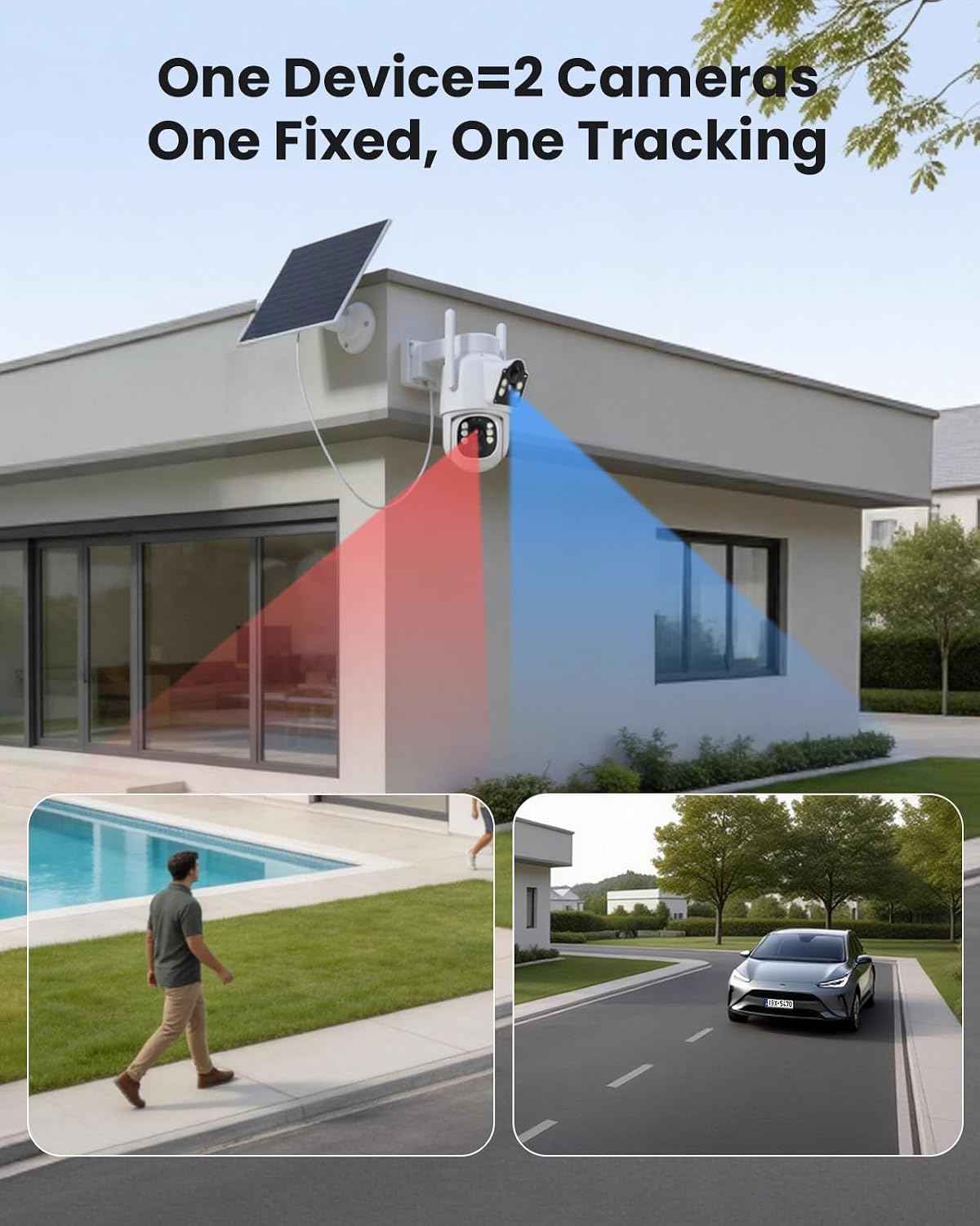 Thumbnail 3 de Hiseeu 4MP Solar Security Camera System, 4-Camera Kit with Dual-Lens Views