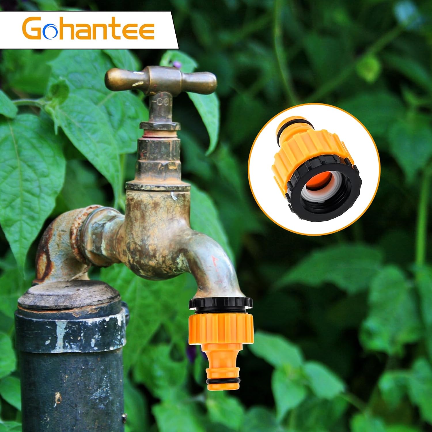 Detalle 2 de gohantee 9 Stück Schlauchverbinder Hahnverbinder 2-in-1 für 1/2 und 3/4 Zoll – Tap Connector Adapter