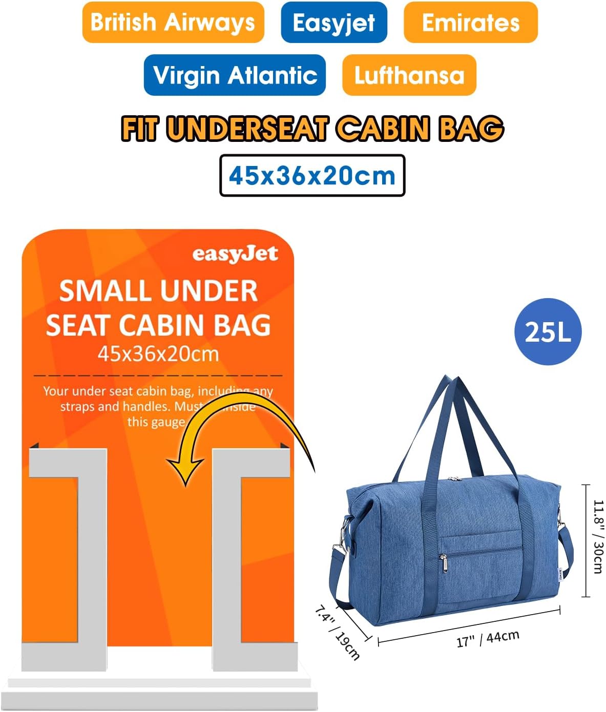 Thumbnail 1 de Narwey Cabin Bag 25L for Easyjet 45x36x20