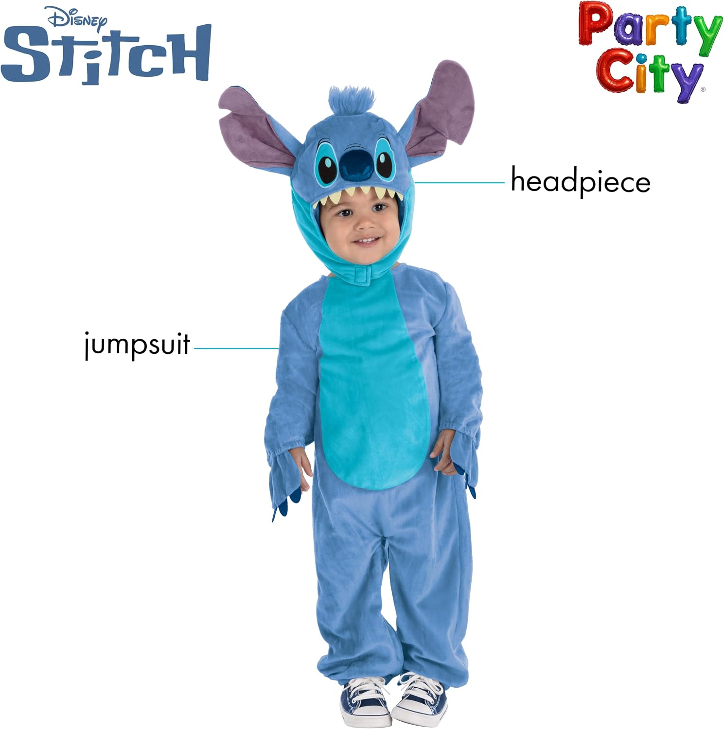 Detalle de Party City AM8410119 Disney Stitch Toddler Costume with Hood and Stuffed Tail