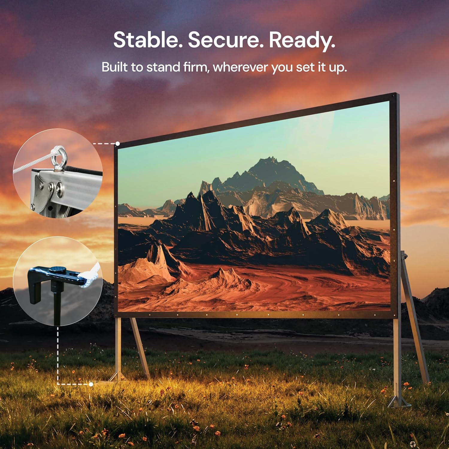 Thumbnail 1 de Valerion 120" Outdoor Projector Screen with Stand — 3-Min Setup, 4K/8K Ready, Freestanding Portable Frame