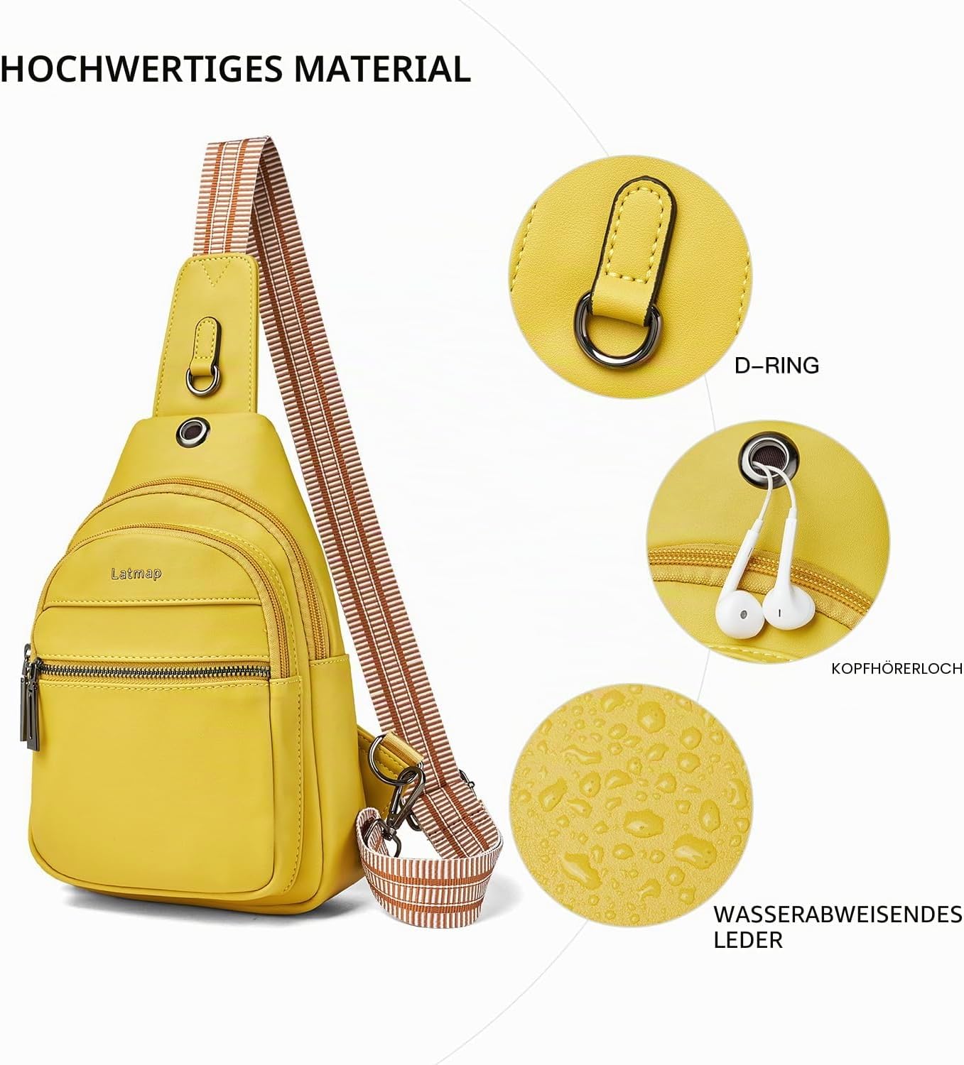 Detalle 2 de LATMAP 7L Damen Bauchtasche Sling Bag – vielseitige Crossbody mit 7 Litern