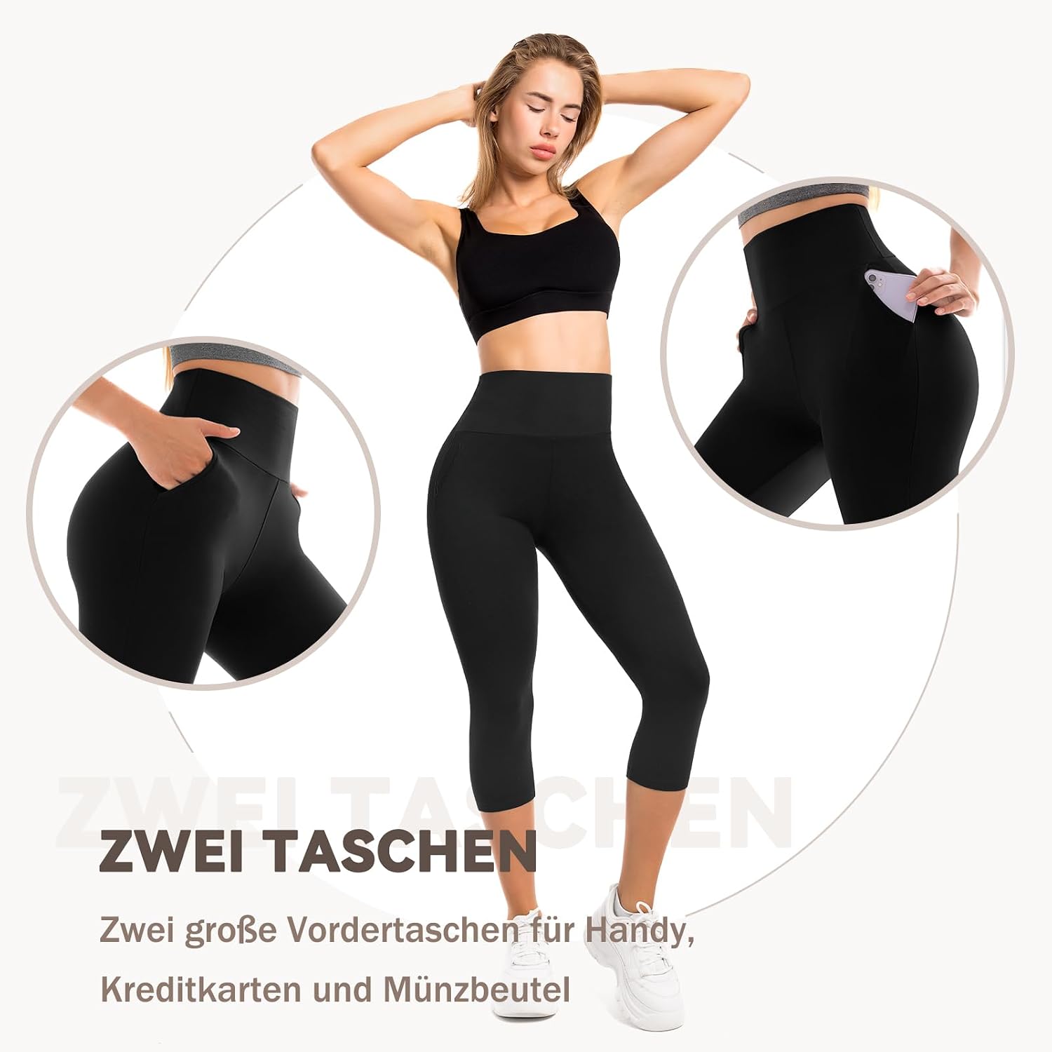 Thumbnail 2 de Sanpetix Capri Leggings Damen mit Taschen – Sport-Leggings 3/4 für Yoga, Fitness & Cycling
