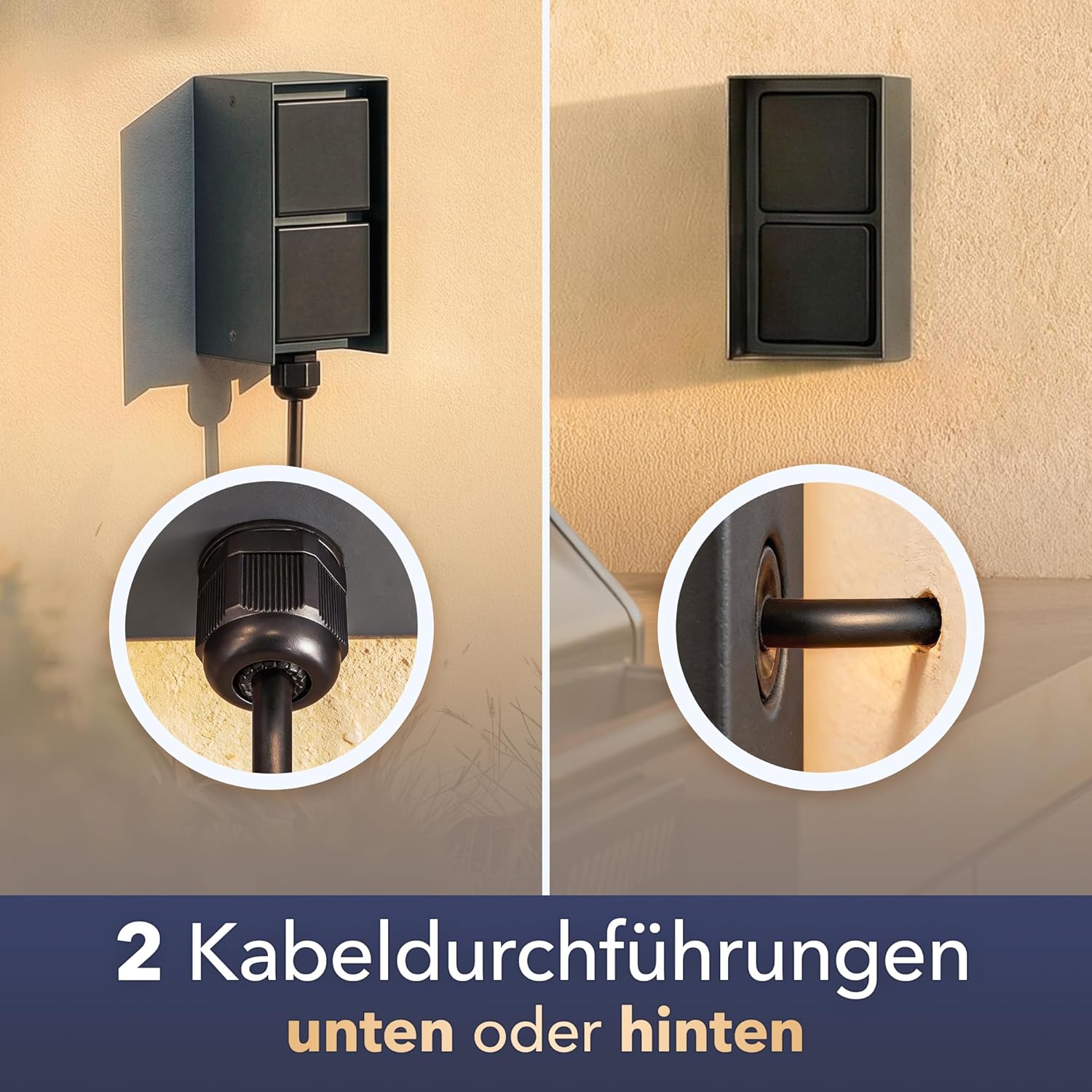 Thumbnail 1 de LEDSCOM Außensteckdose 2-Fach STEDDA IP44 Edelstahl anthrazit senkrecht