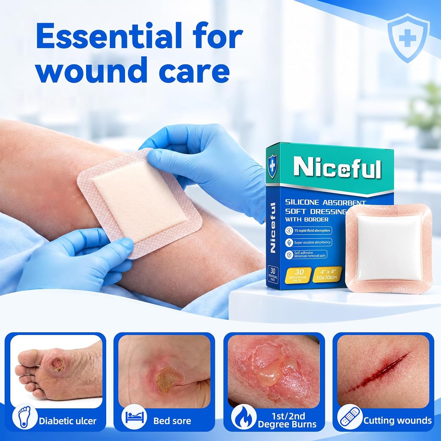 Detalle 2 de Niceful Silicone Foam Dressing 4" x 4