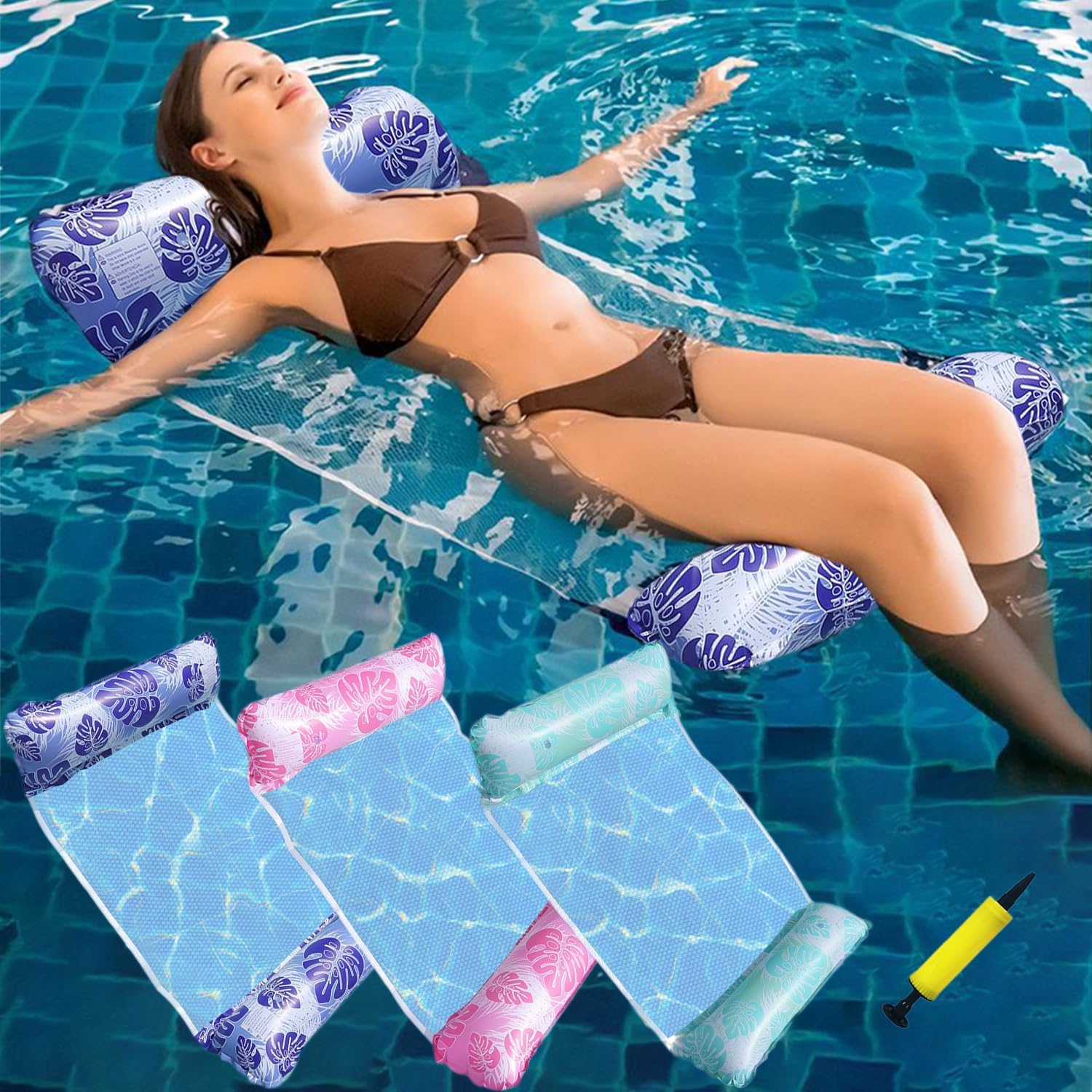 Thumbnail 6 de Inflatable Pool Floats Hammock 4‑in‑1 – 2/3 Pack with Pump