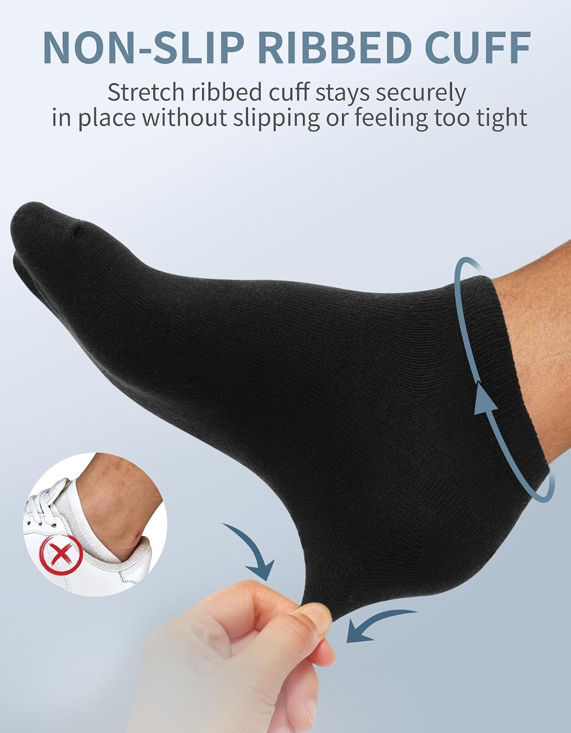 Detalle de CLOSEMATE 5/10 Pairs Ankle Socks in breathable cotton with non-slip low-cut comfort