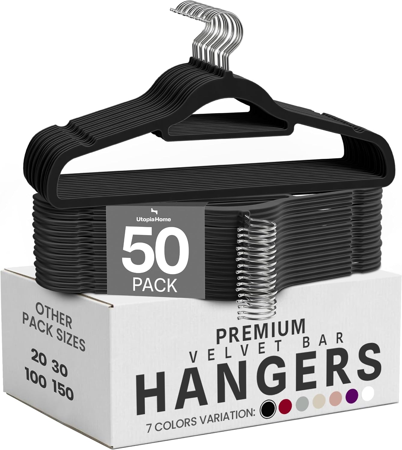 Detalle de Utopia Home Premium Velvet Suit Hangers, 50-Pack with Tie Bar and Swivel Hook