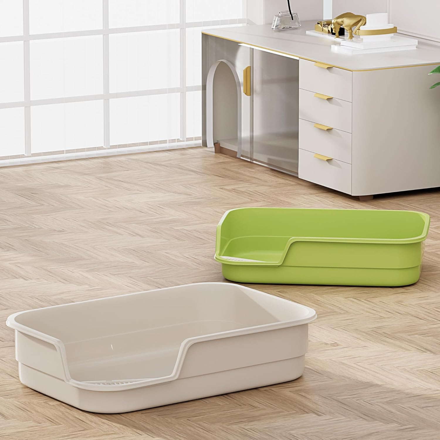 Thumbnail 6 de Vealind Extra Large Cat Litter Tray with High Sides and Low Entrance (60 x 40 x 15 cm)