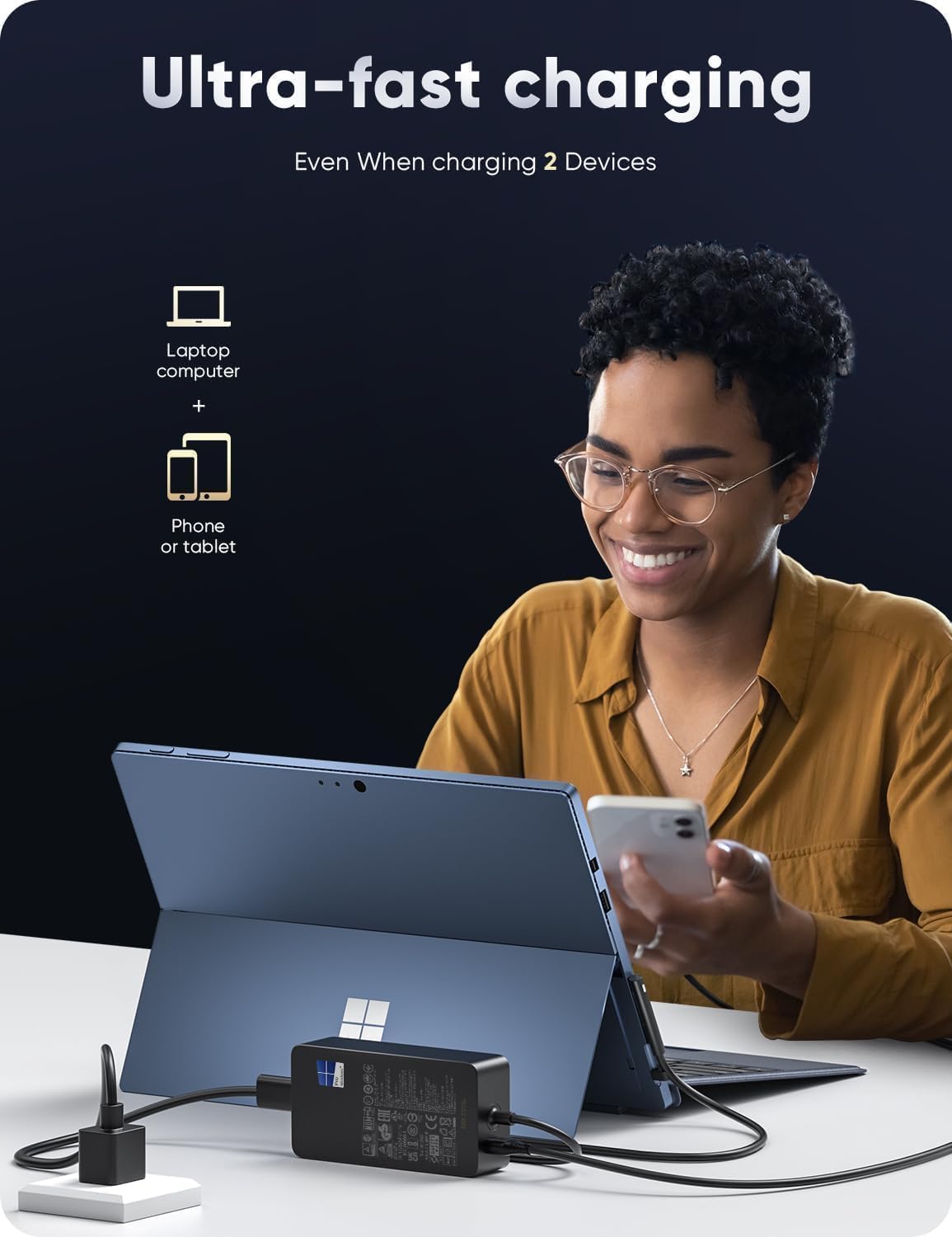 Detalle de Chargeur Surface Pro 65W – charge rapide et fiable pour Surface Pro et appareils Surface