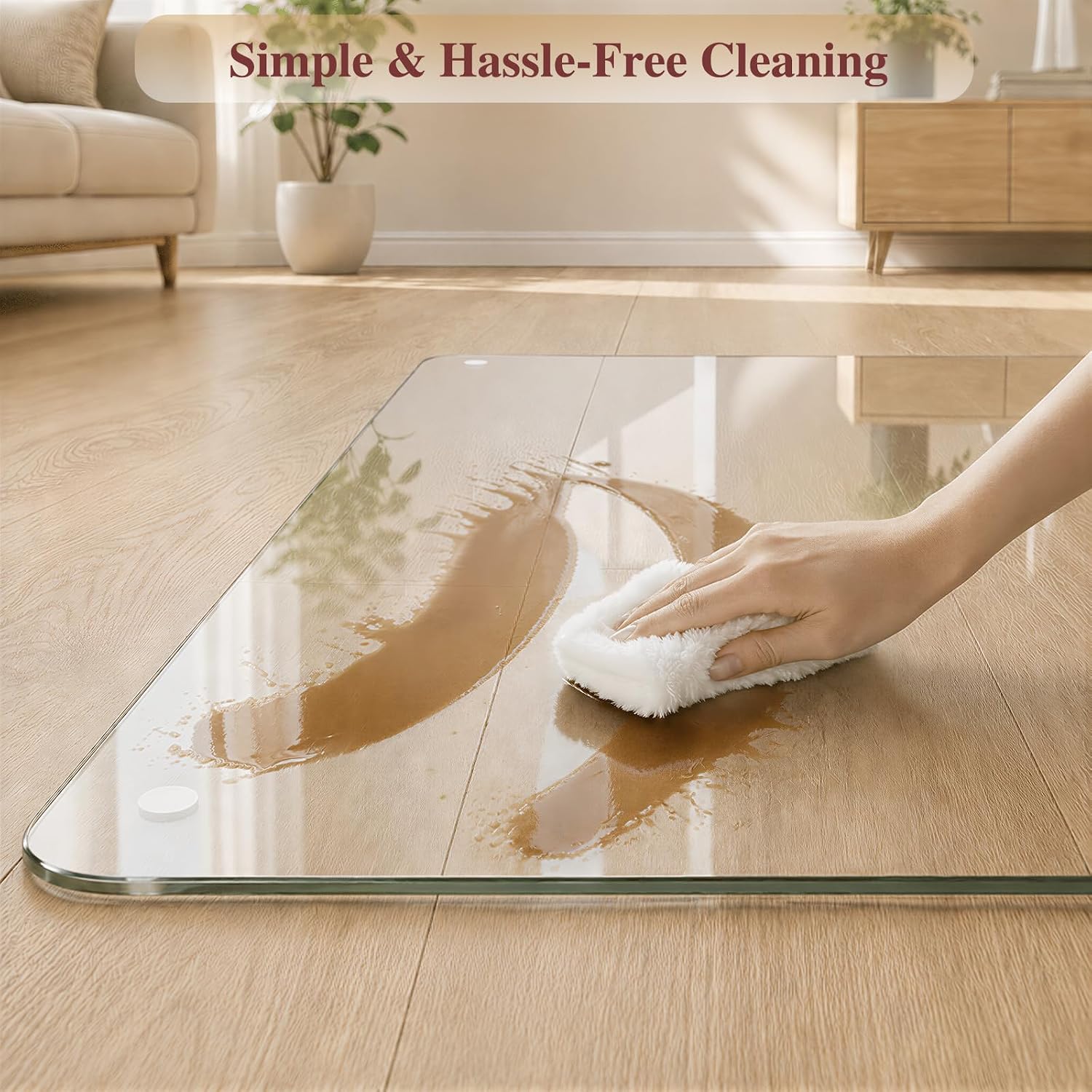 Detalle 2 de MYSUNORIA office chair mat for carpet, 46" x 55" tempered glass