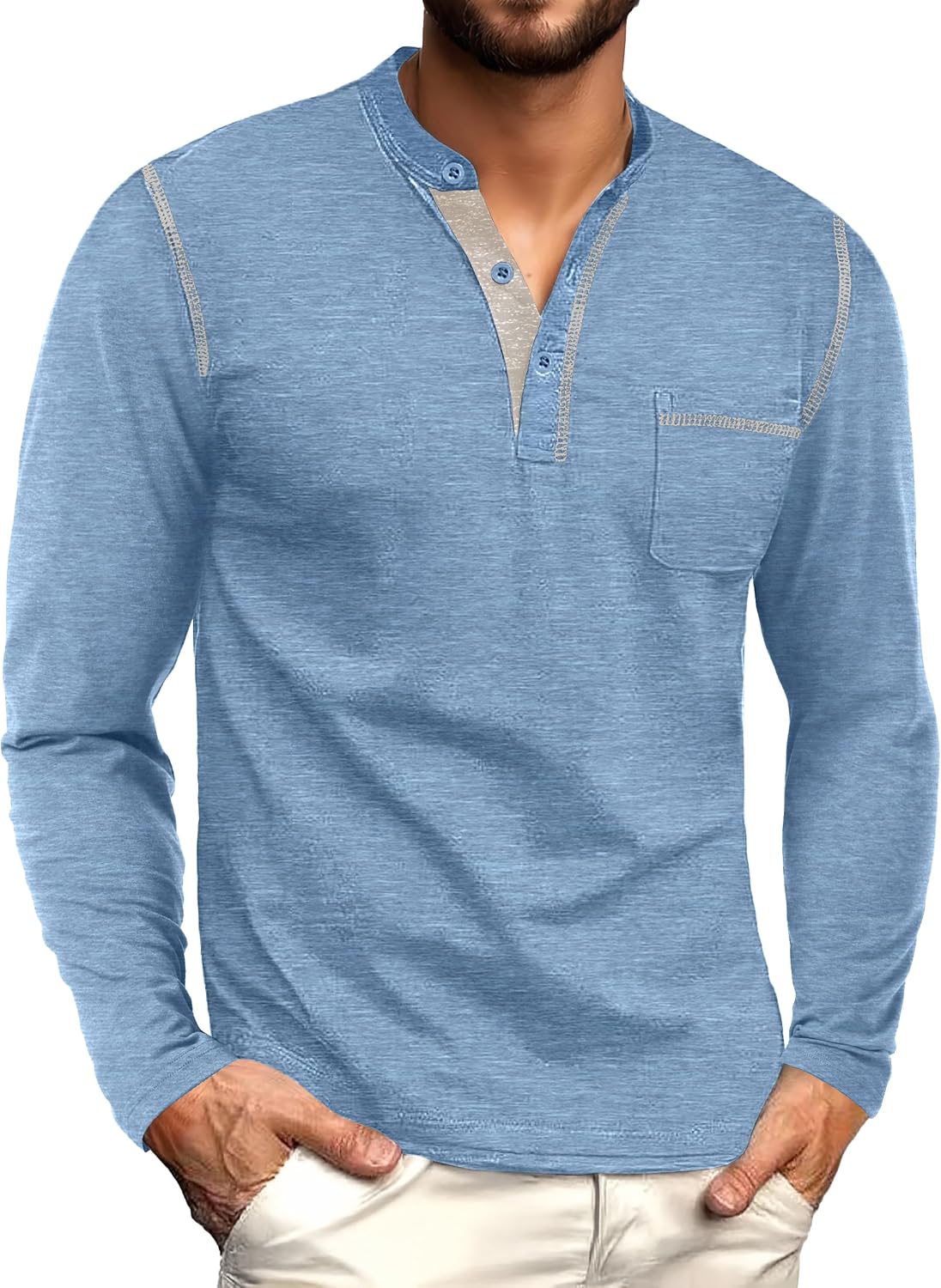 Detalle 1 de Sailwind Men's Henley Shirt Long Sleeve