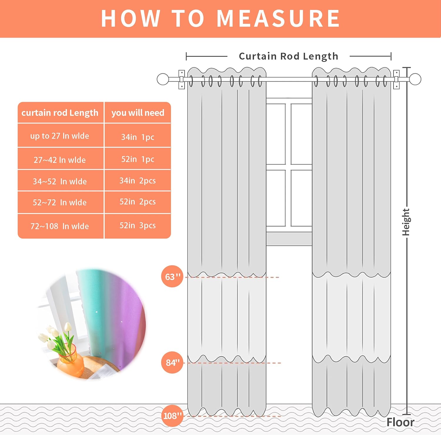 Thumbnail 1 de XiDi Girls Bedroom Decor Set: Rainbow Blackout Curtains with Unicorn Wall Decals (1 Panel, 63 x 34 in)