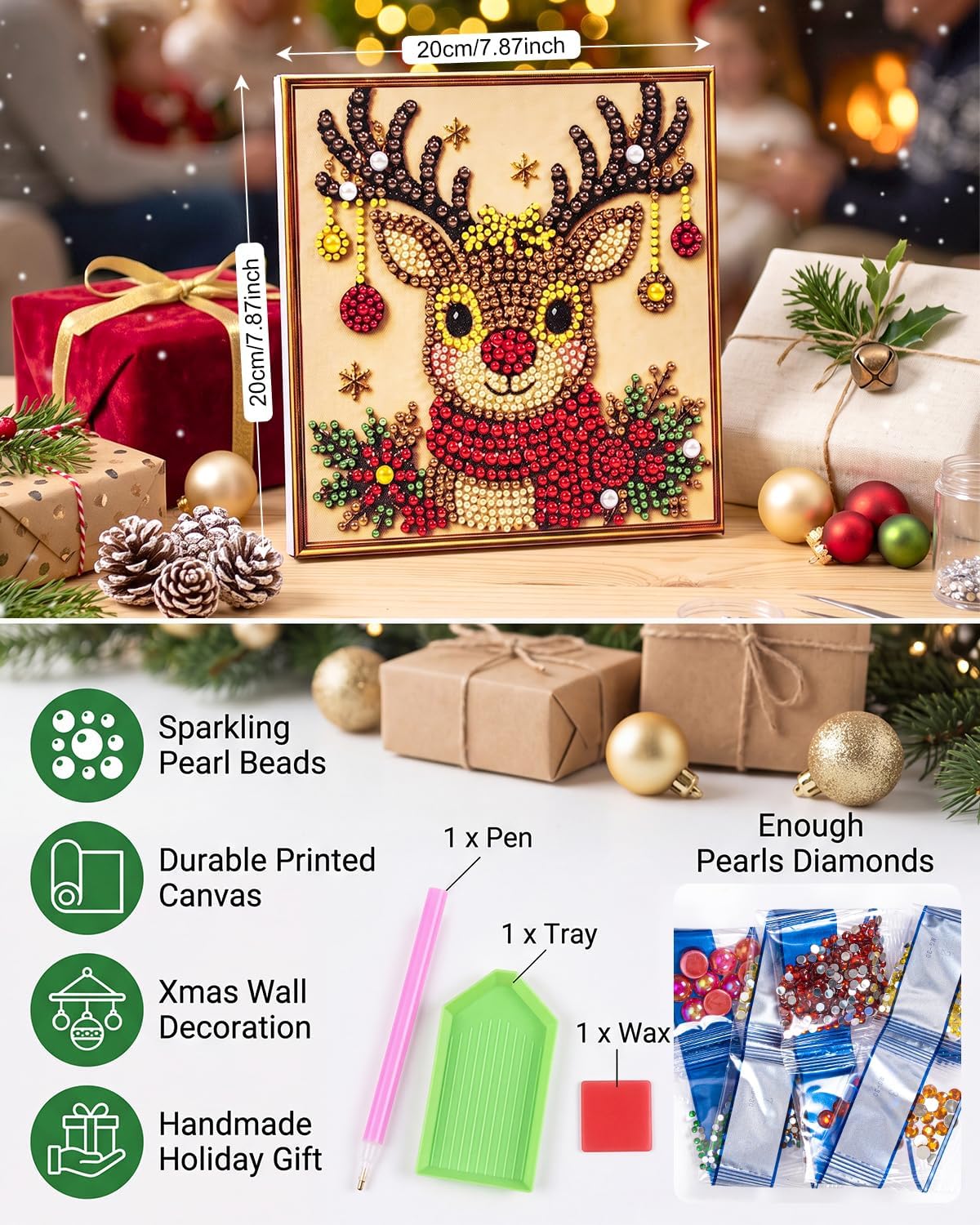 Thumbnail 6 de Christmas Pearl Art Kit with Pre-framed Canvas