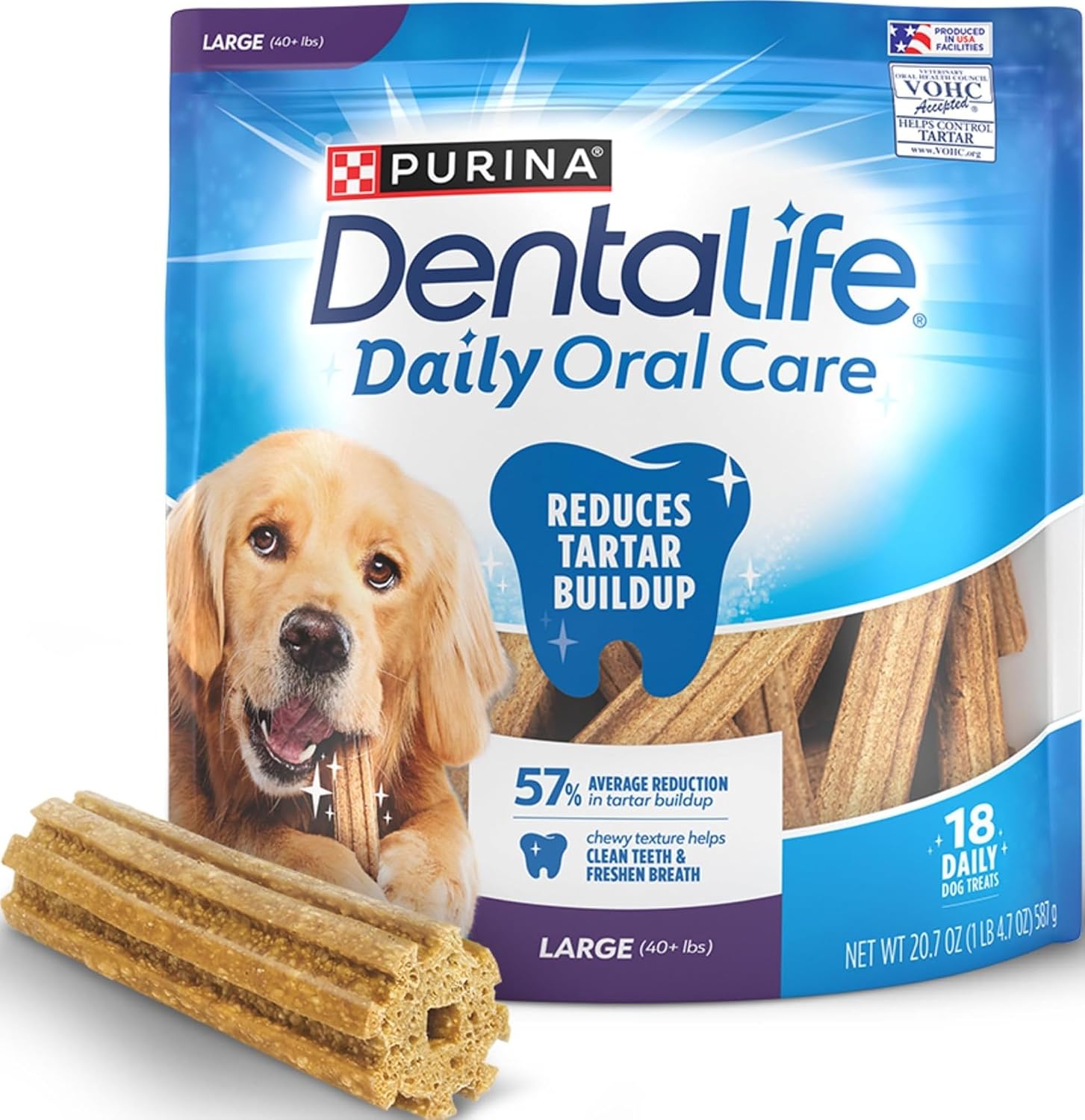 Dentalife Daily Dental Chews for Large Dogs, 18 ct Pouch (Purina Dentalife)
