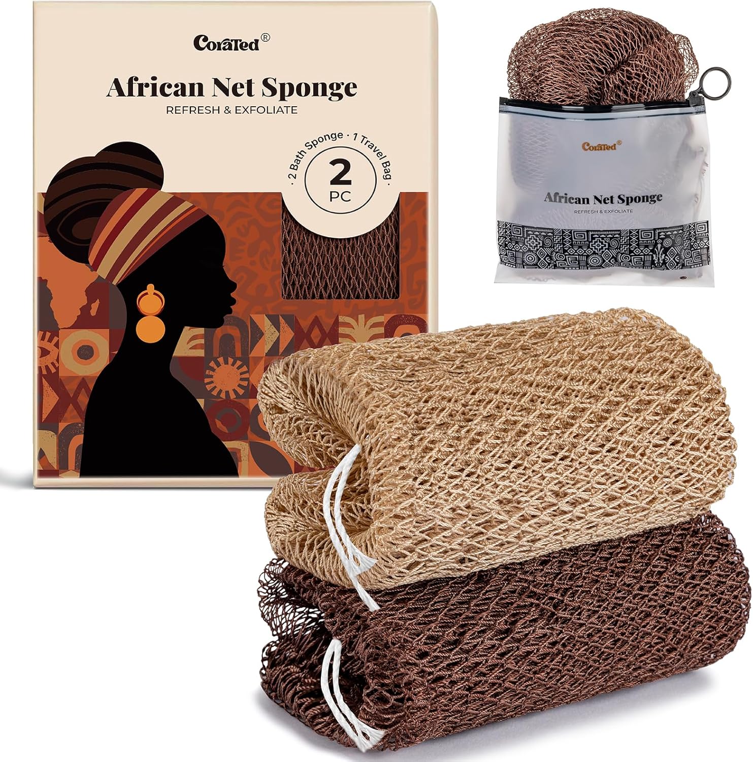 Detalle de CORATED African Net Sponge 45" Shower Loofah