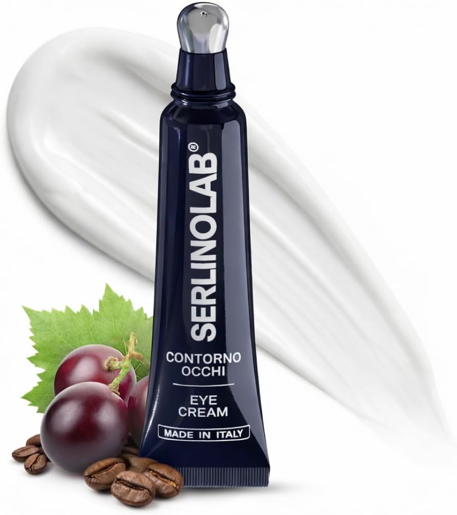 Detalle de SERLINOLAB Contorno Occhi Uomo – Crema Anti Borse, Occhiaie e Rughe con Acido Ialuronico, Caffeina e Argiline, 15ml