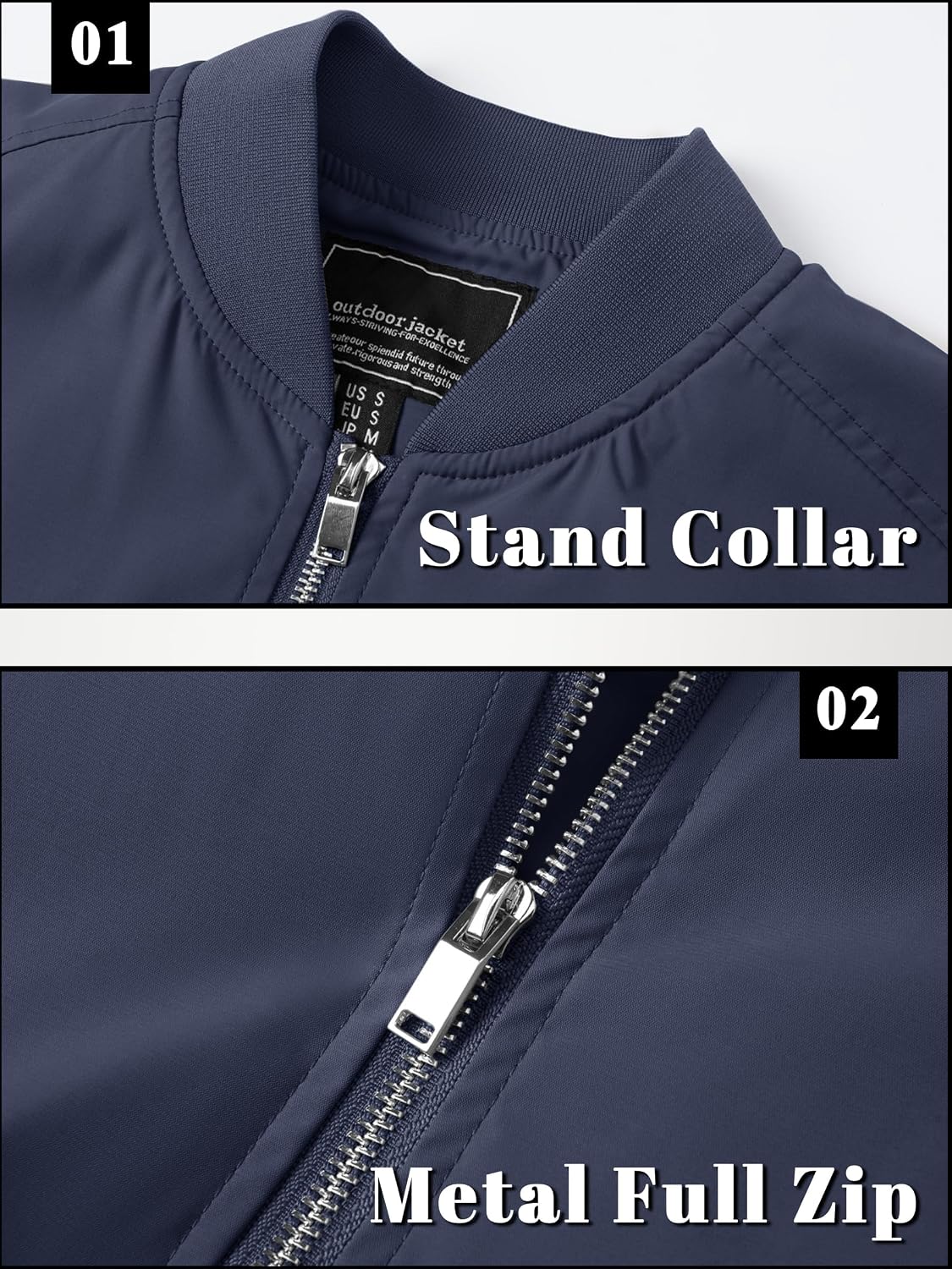 Detalle 1 de TACVASEN Men's Lightweight Full-Zip Jacket, Water-Repellent and Windproof
