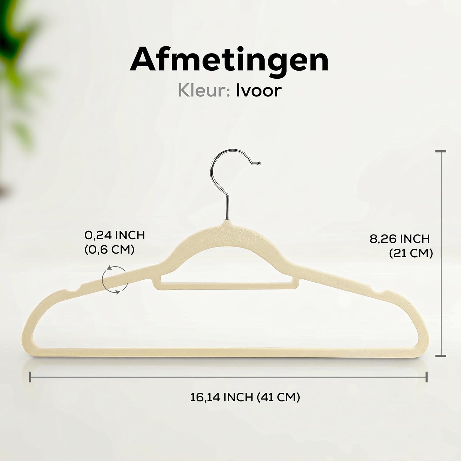 Detalle de Utopia Home Premium fluwelen kledinghangers, ivoor, set van 20