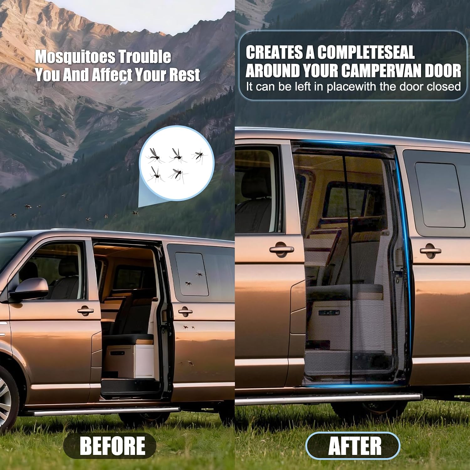 Thumbnail 2 de Moskitonetz Magnetisch für VW T5/T6 Schiebetür – Fliegennetz mit Magnetbefestigung
