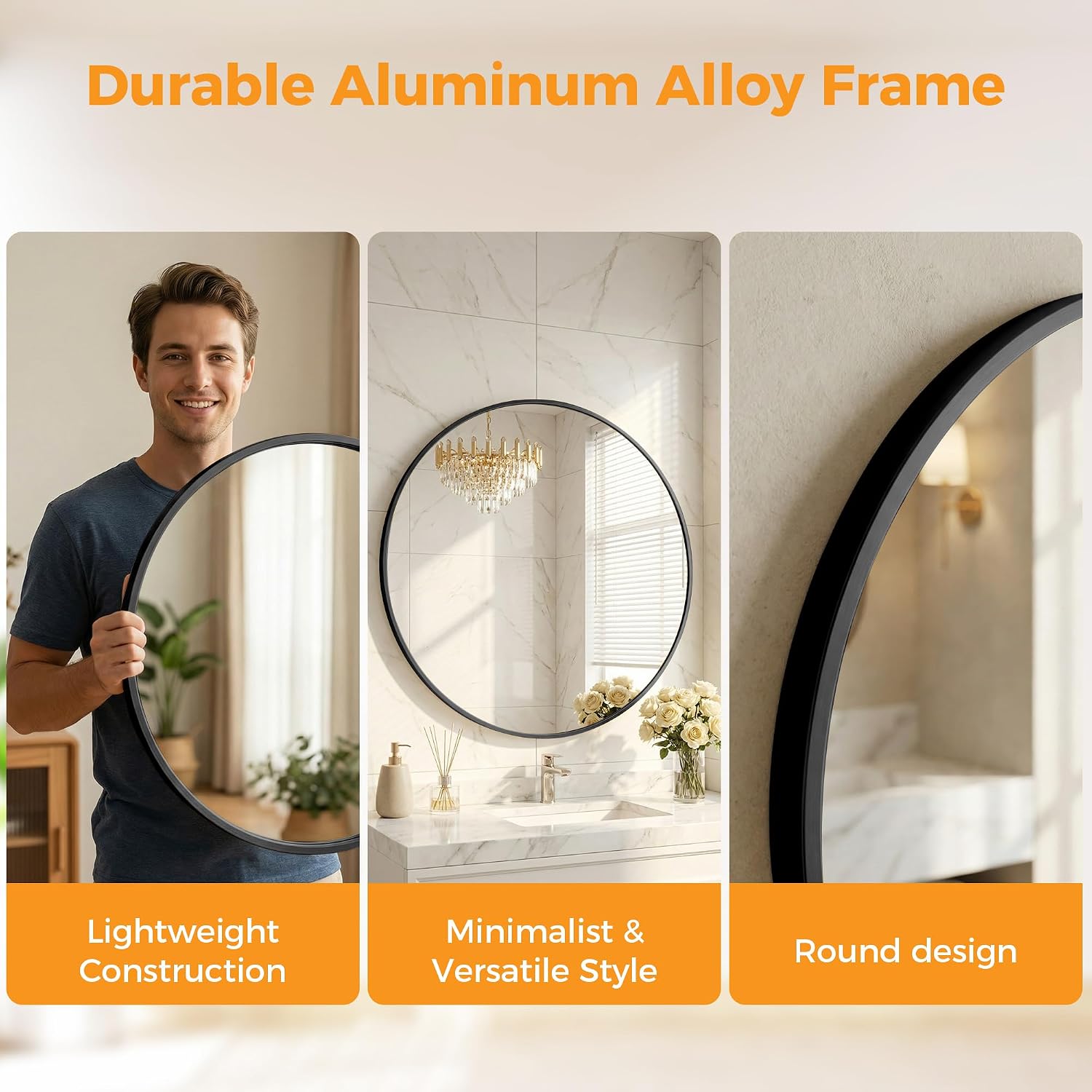 Thumbnail 2 de HAPPYMONT Round Wall Mirror, 20 Inch