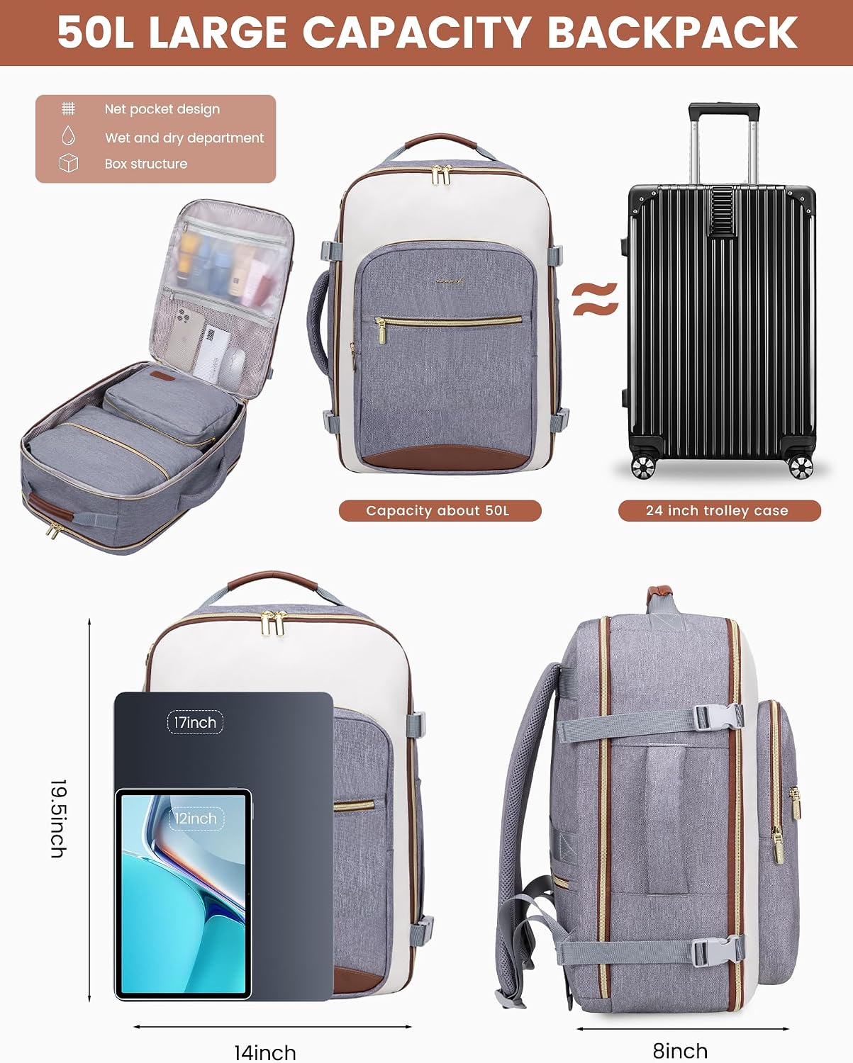 Thumbnail 2 de LOVEVOOK 50L Travel Backpack
