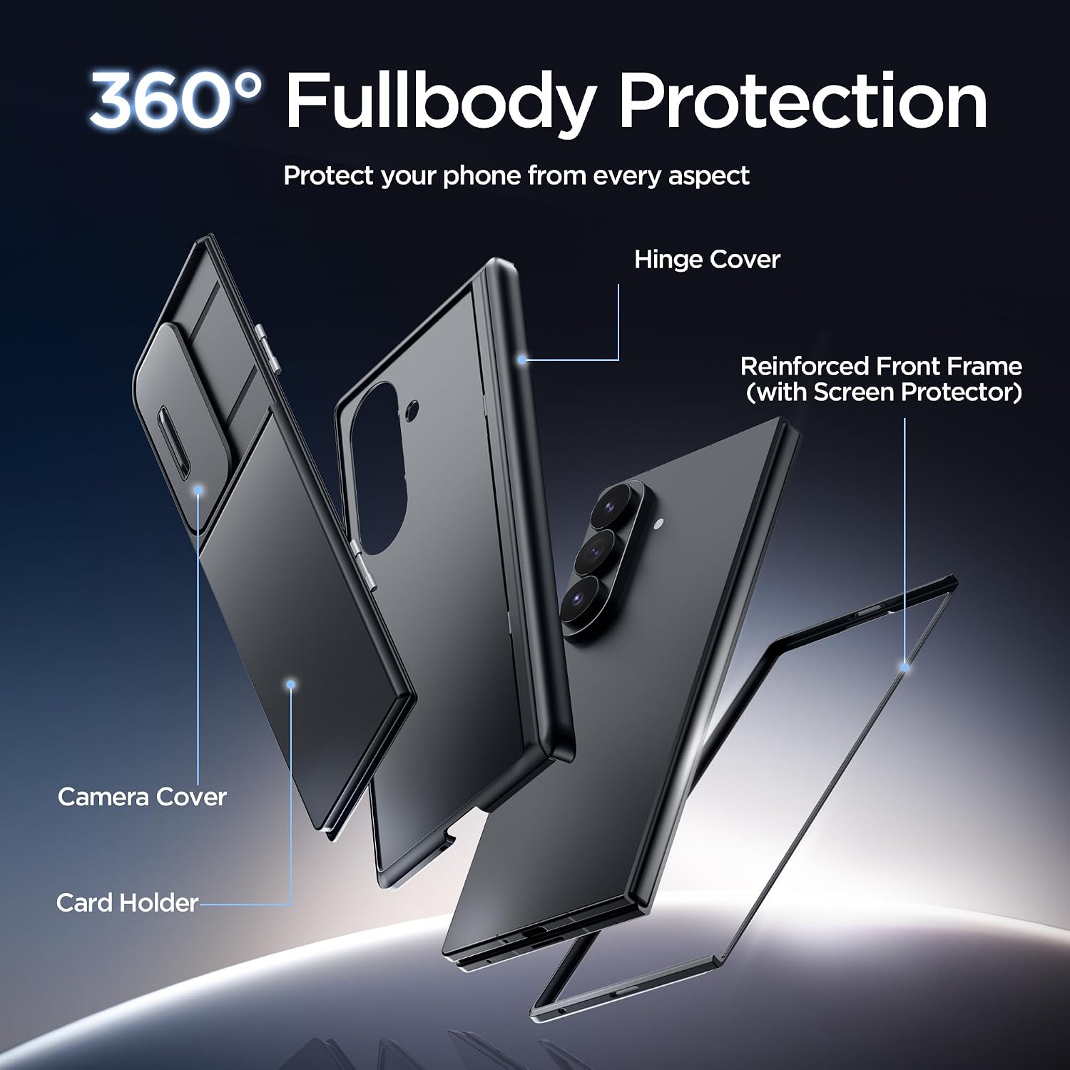 Thumbnail 6 de TONGATE TON-ZFold8WalletBigStand-Black Case for Galaxy Z Fold 8 Ultra, Card Slot & Stand