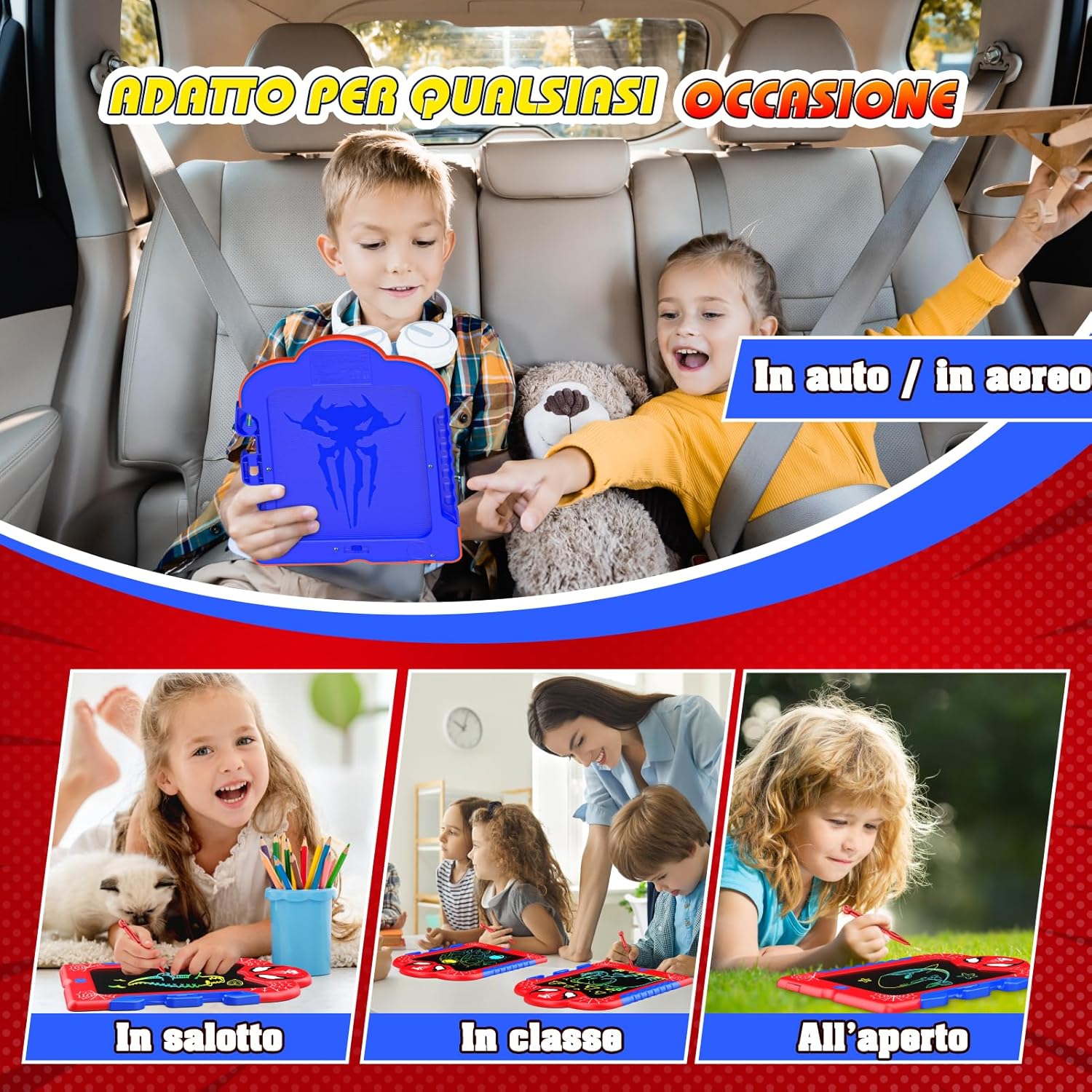 Detalle de Braxel Lavagna per Bambini 8,5 Pollici: Lavagna Magica Colorata, Cancellabile e Portatile
