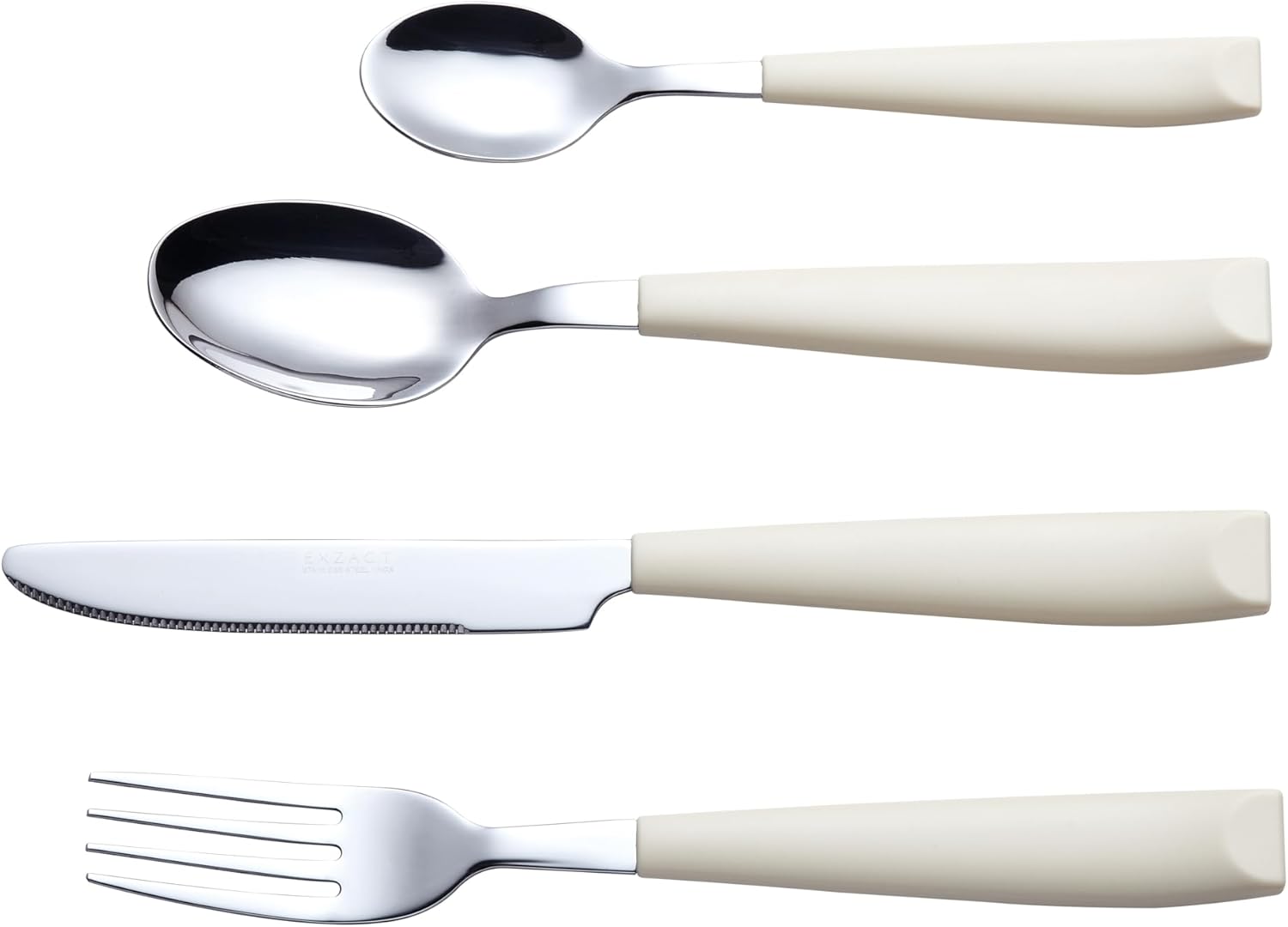 Thumbnail 2 de Exzact Besteckset 16-teilig aus Edelstahl (Creme) – Besteck für 4 Personen mit farbigen Griffen