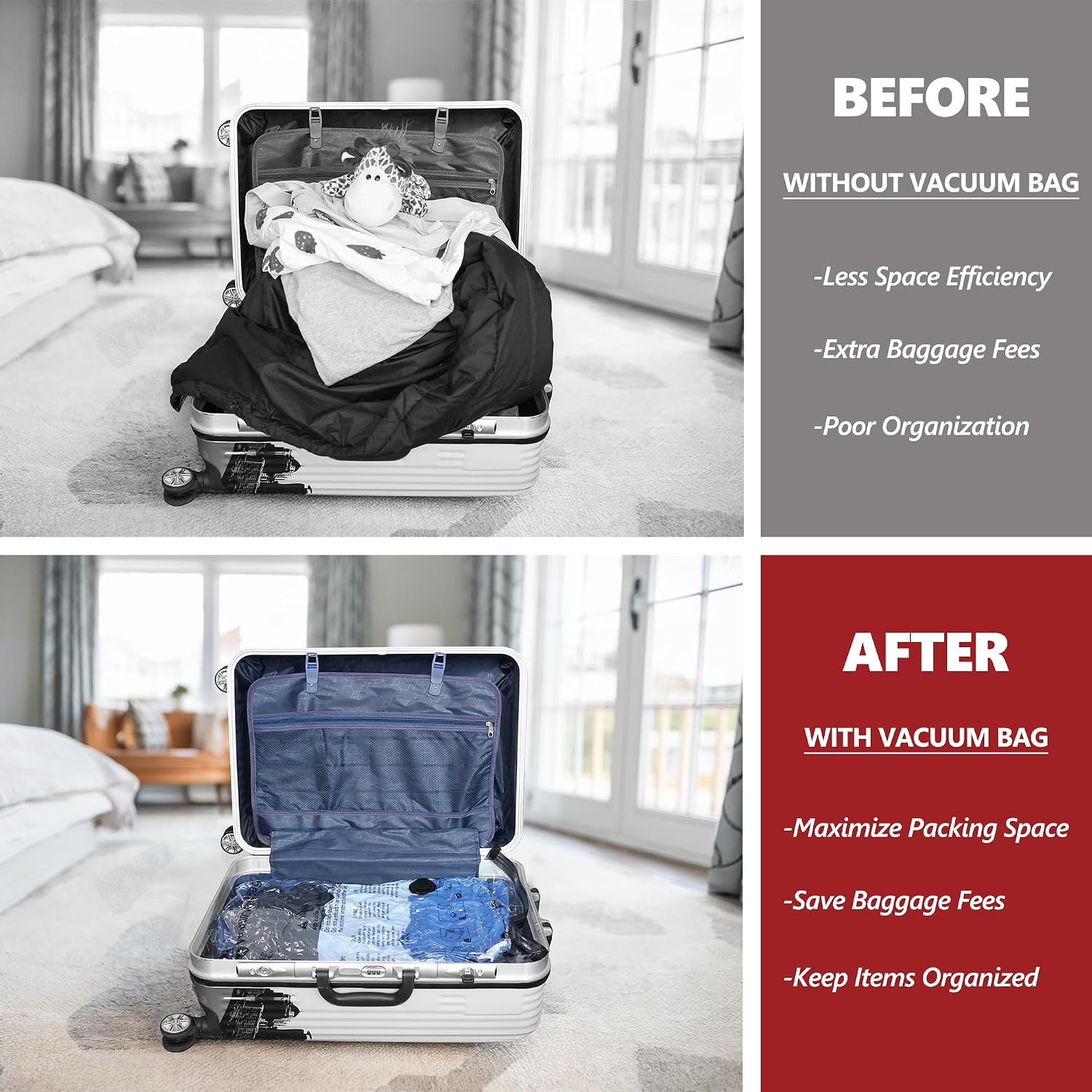 Detalle 2 de 12 Pack Travel Vacuum Storage Bags 1500mAh