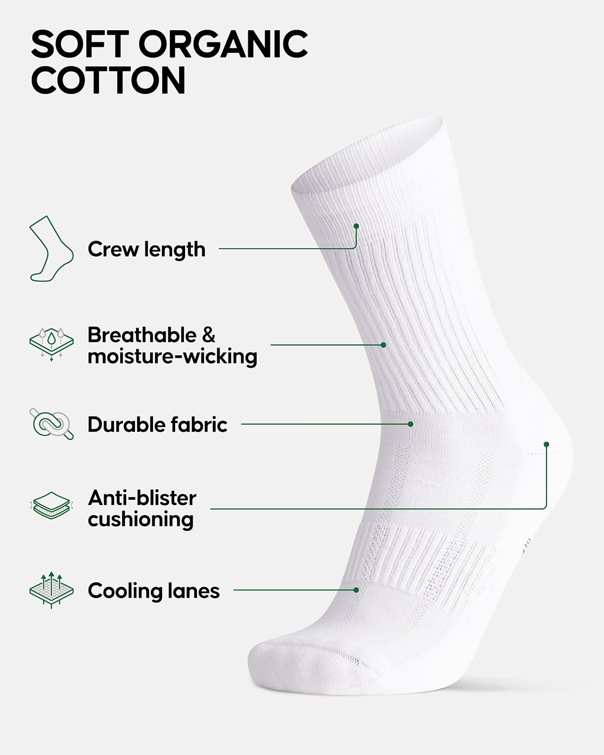 Detalle 2 de Danish Endurance tennis crew socks, 6 pack