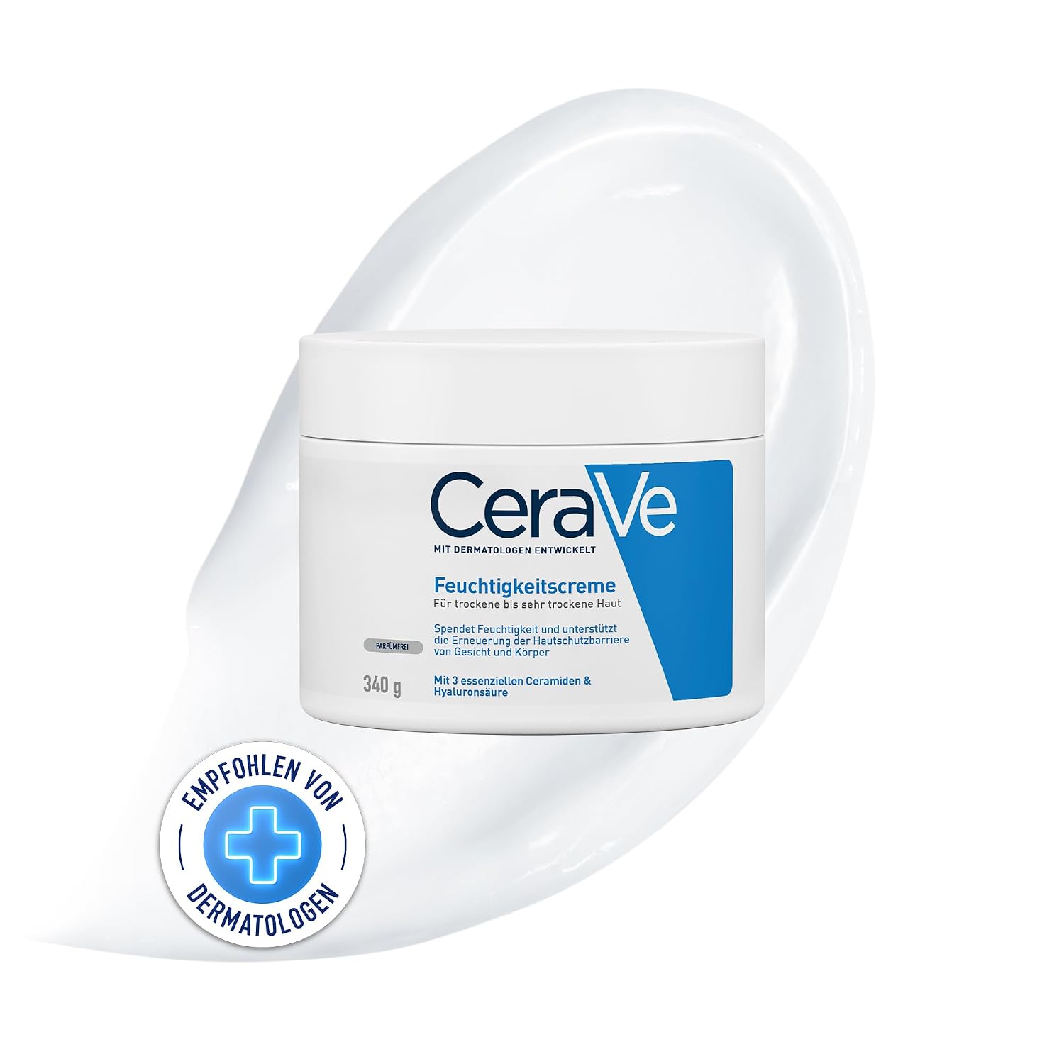 Detalle de CeraVe Feuchtigkeitscreme für den Körper – 340 g, Hyaluron + 3 Ceramide, geeignet bei Neurodermitis
