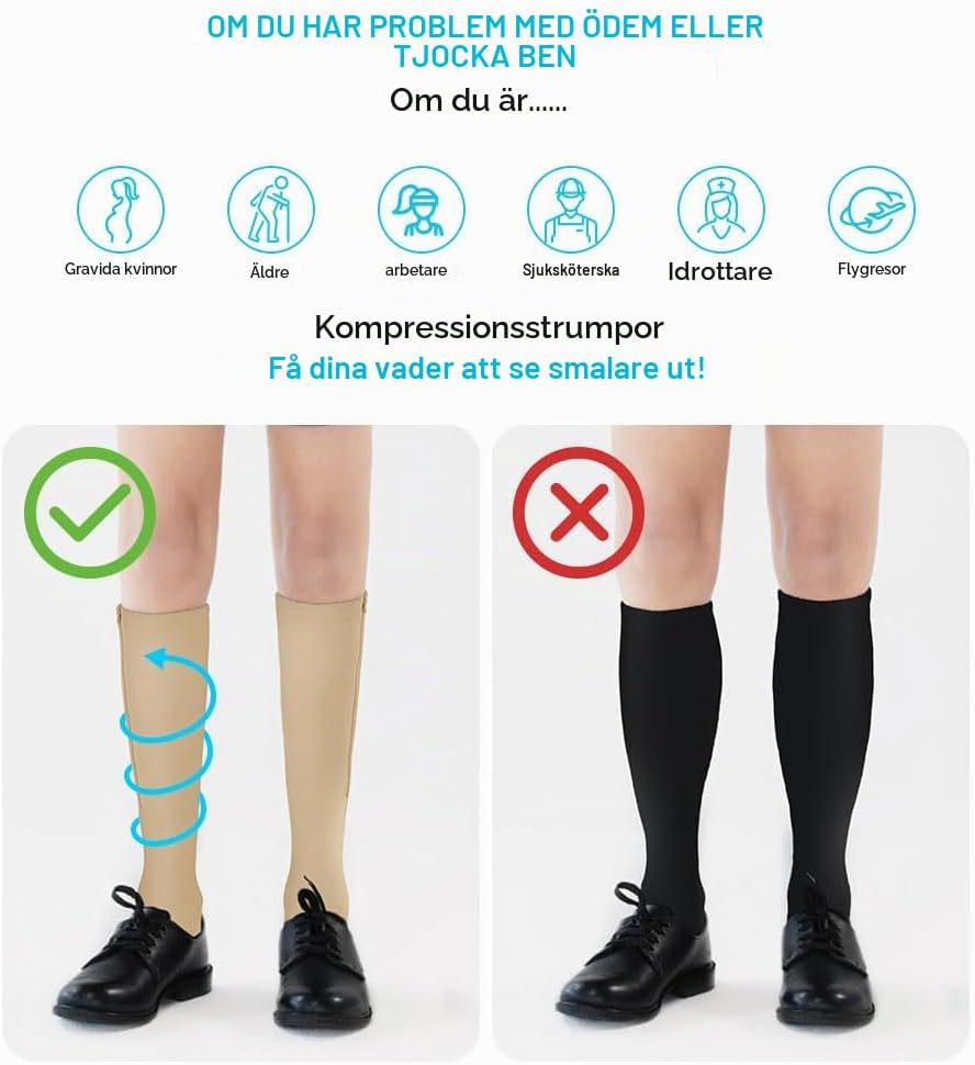 Detalle 2 de Fefod 5497280 kompressionsstrumpor 2XL med öppen tå och dragkedja, 2 par