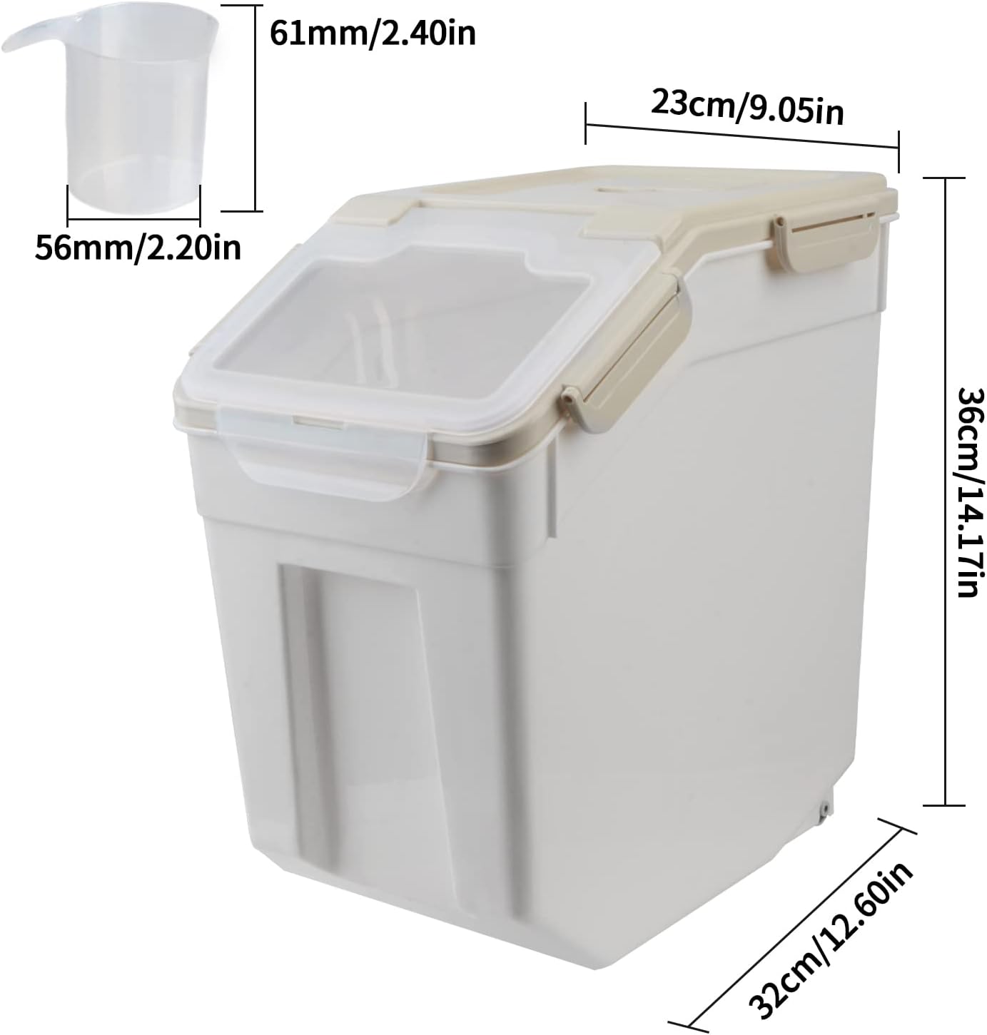 Thumbnail 1 de Uotyle 7-10KG Plastic Food Storage Container Box with Lid & Wheels (Grey)