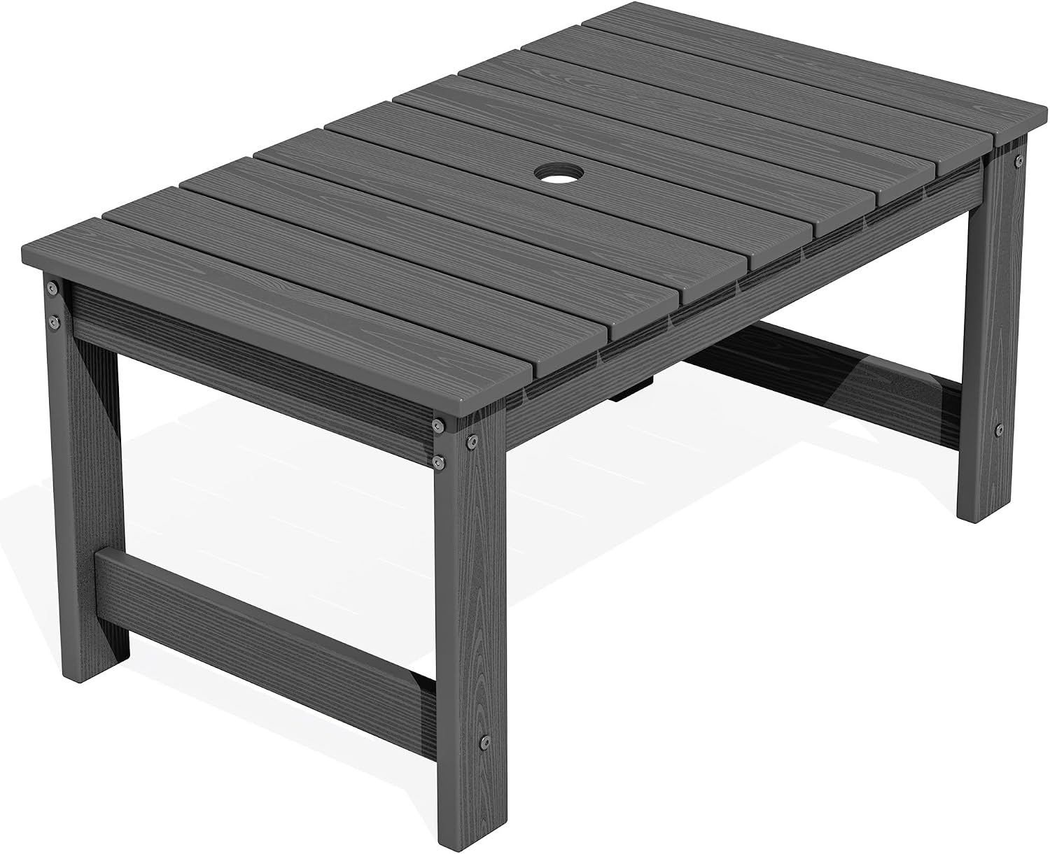 Detalle de SERWALL A031-059 HDPE Outdoor Coffee Table with Umbrella Hole, Gray