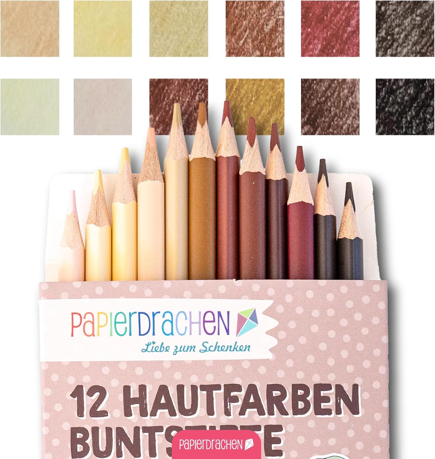 Thumbnail 4 de Papierdrachen Buntstifte 12 Hautfarben dreieckig
