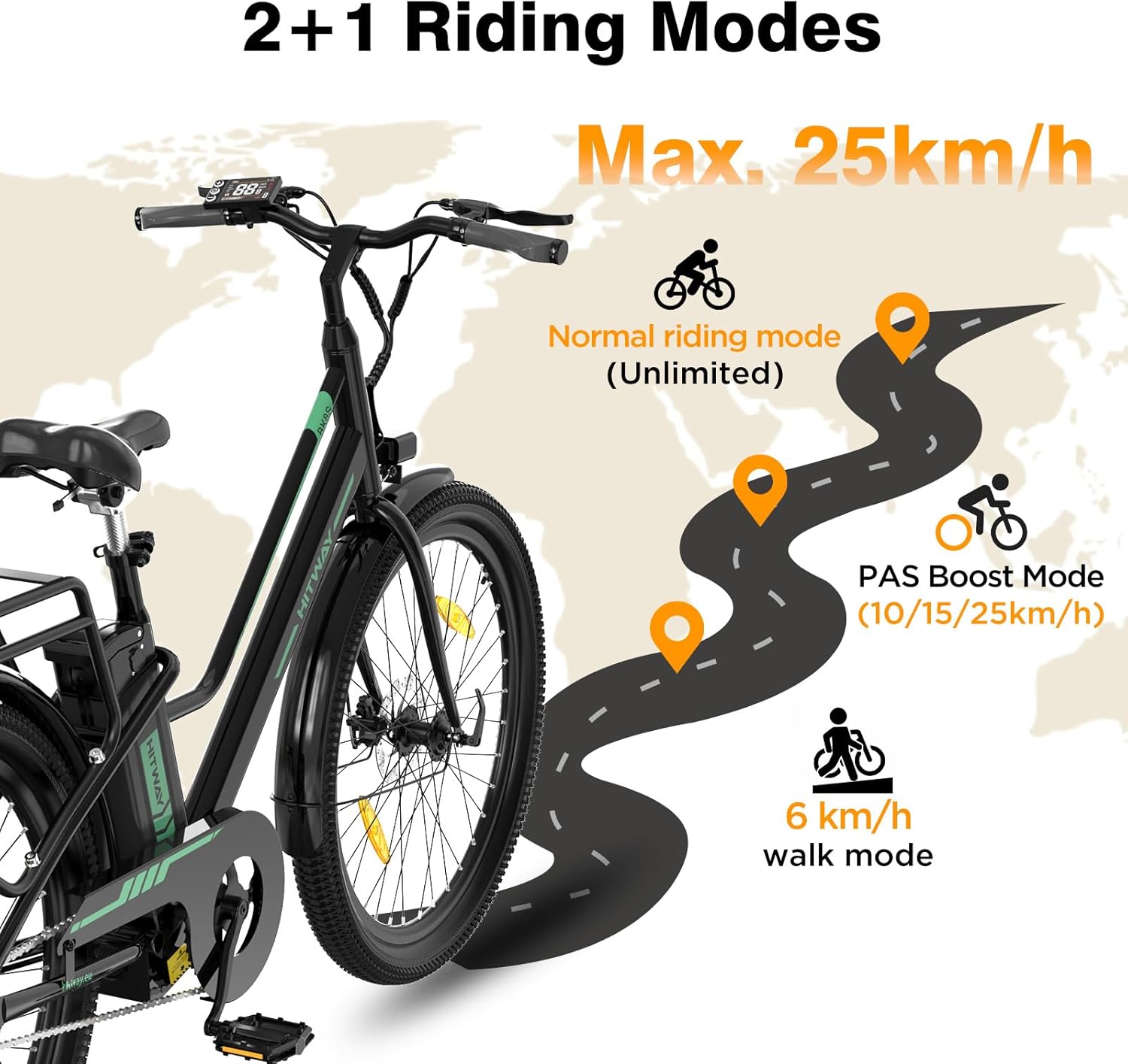 Detalle de HITWAY 27.5" Electric Bike — 250W City Commuter 🚴♀