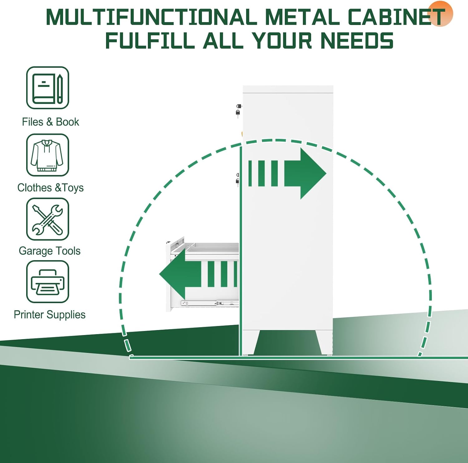 Detalle de erosoei FXY-2D-004 3-Drawer Metal Lateral File Cabinet with Lock