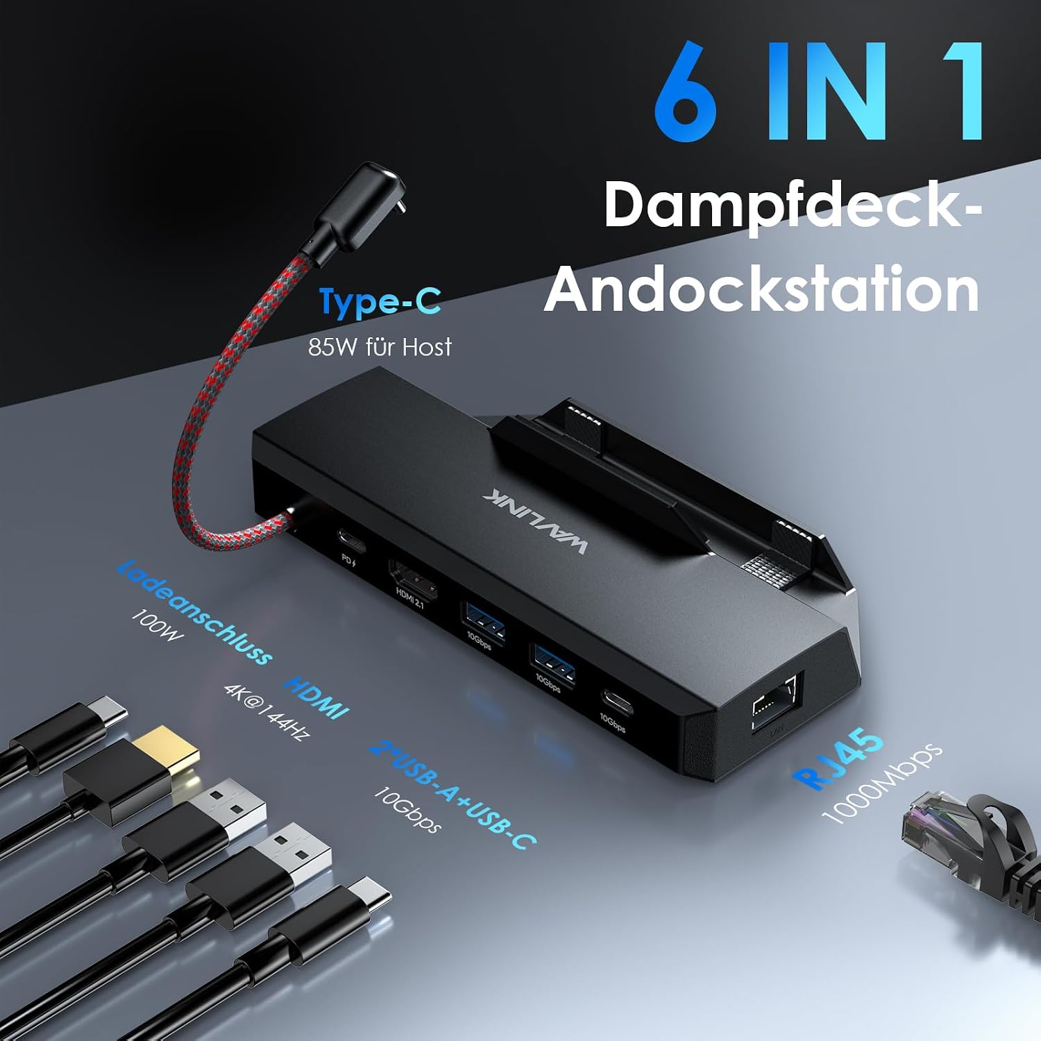 Detalle 2 de WAVLINK Steam Deck Dock 6‑in‑1