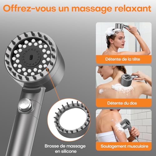 Thumbnail 6 de FEELSO Pommeau de Douche Anti Calcaire - Filtre à 15 Couches, Haute Pression
