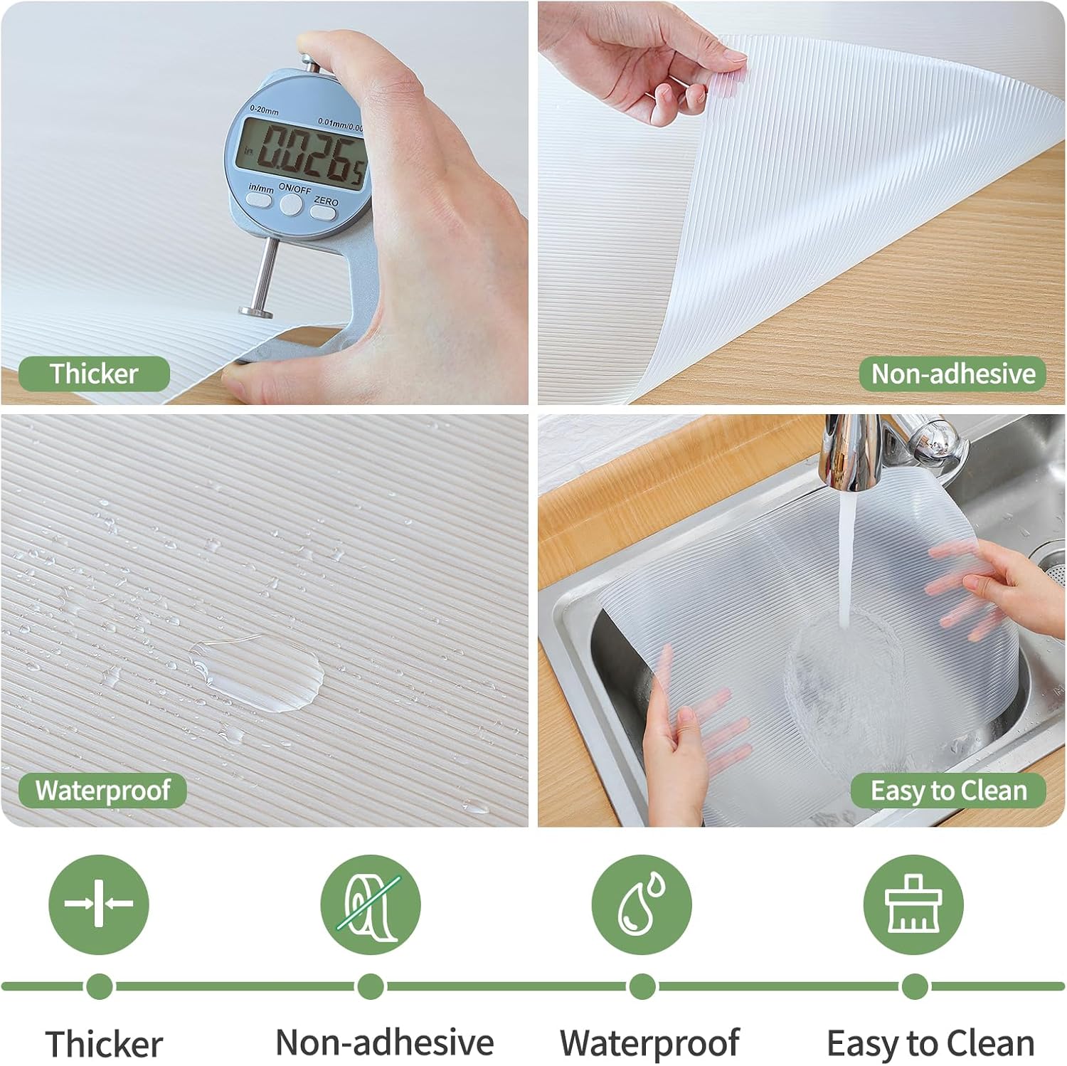Thumbnail 1 de wohomuke Shelf Liners 19 inch x 20 ft: Clear, Ribbed EVA Cabinet Liner for Nonstick Protection