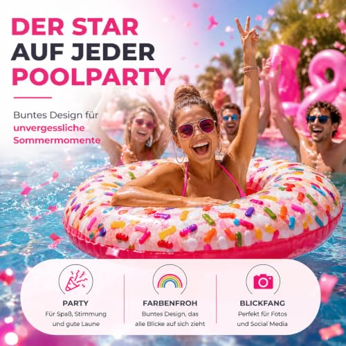 Detalle 2 de Aufblasbarer Schwimmring Streusel Ø 120 cm von TK Gruppe Timo Klingler – Donut-Streusel Design