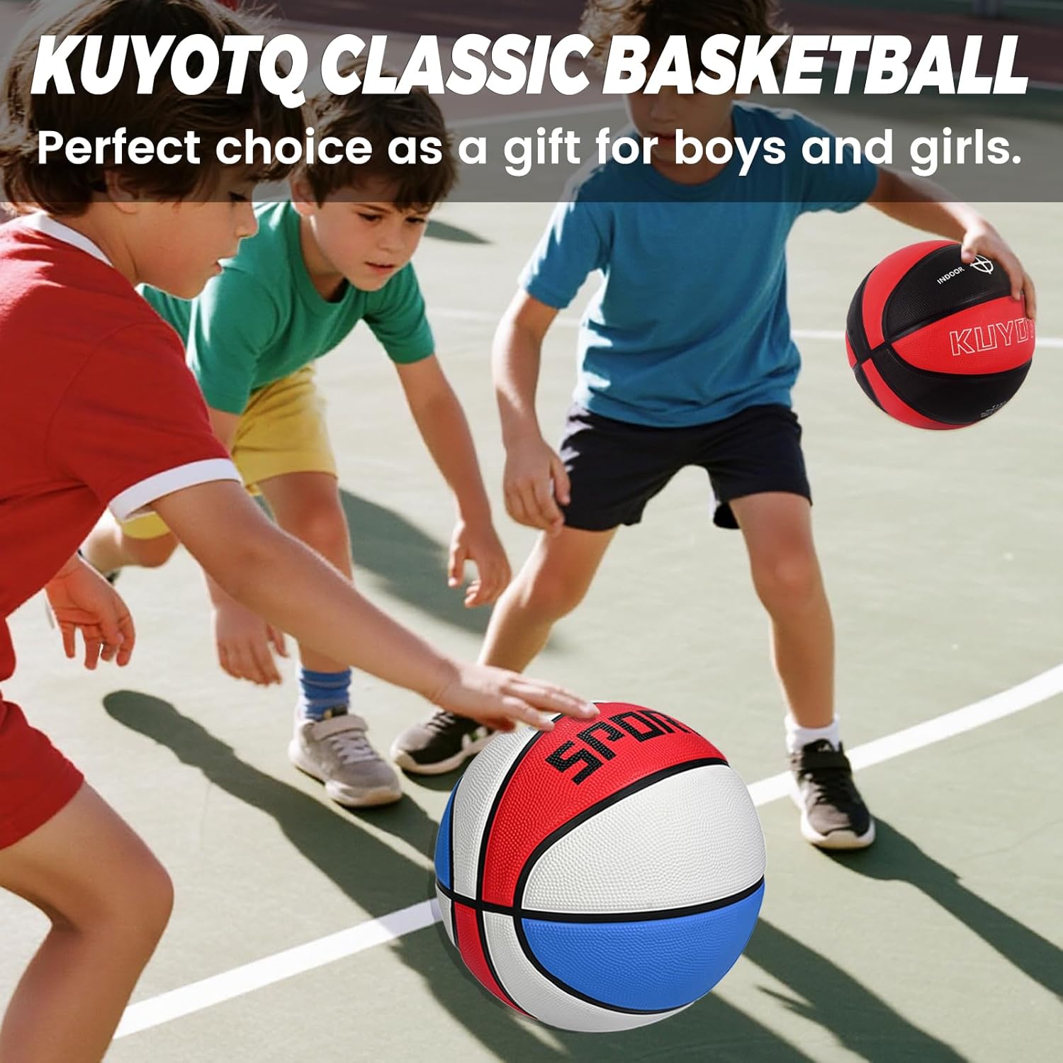 Thumbnail 2 de KUYOTQ Basketball Set: Two Size 3/4/5/6/7 Balls for Indoor or Outdoor Play