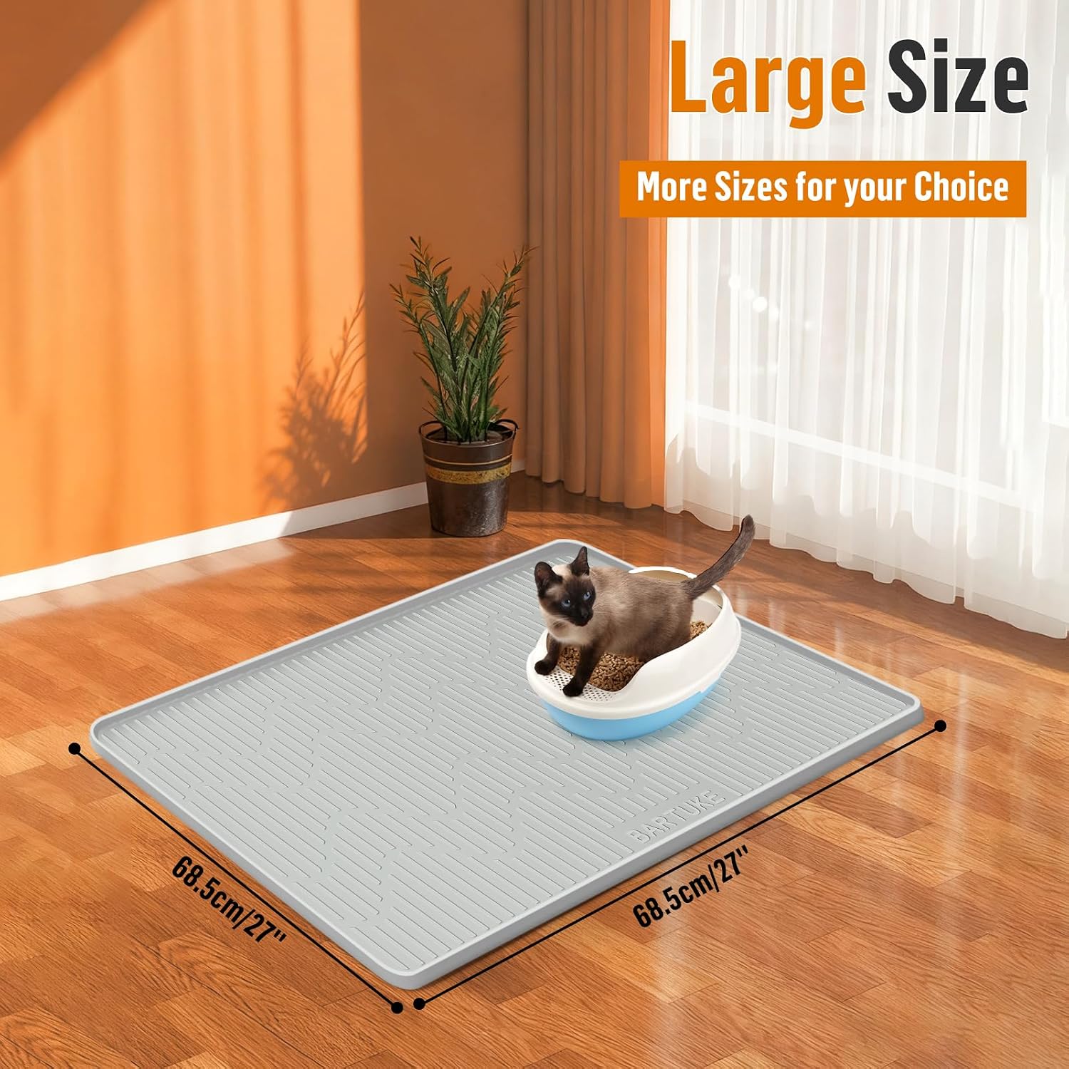 Detalle de Bartuke Silicone Cat Litter Mat (27" x 27"), Large Square, Waterproof and Easy‑to‑Clean