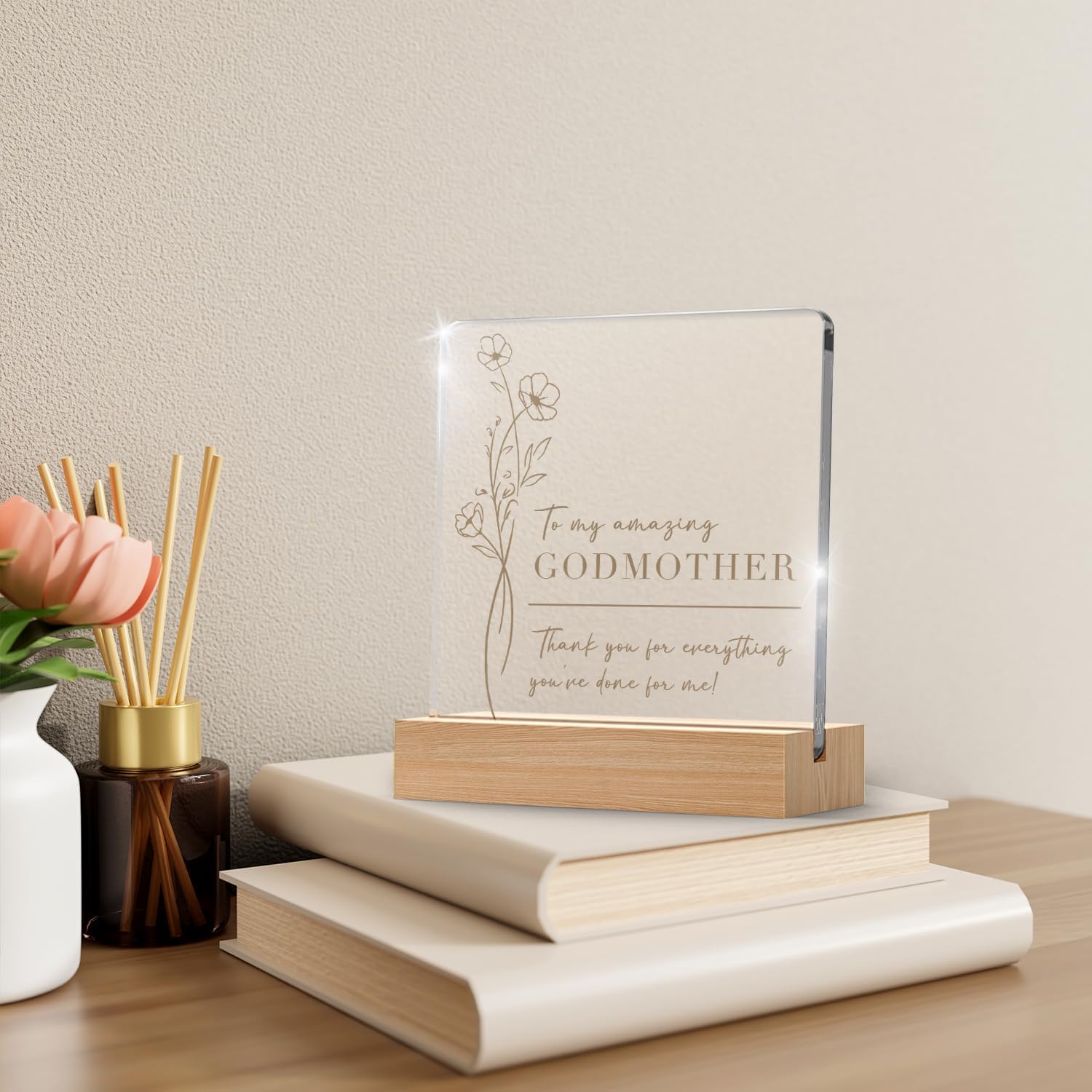 Thumbnail 4 de Godmother Gifts Thank You Plaque wooden stand