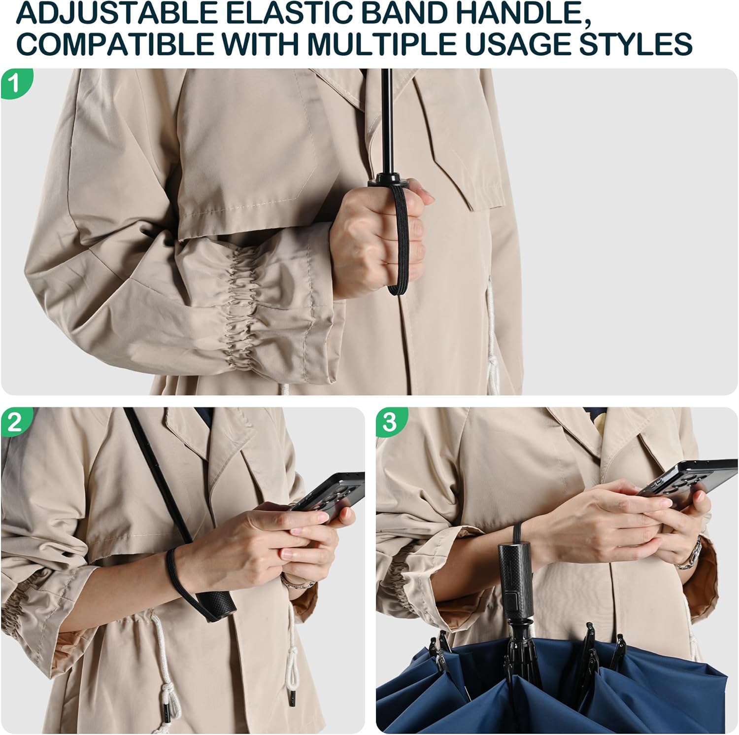 Thumbnail 2 de ACEIken Inverted Auto Open/Close Travel Umbrella – Windproof, Compact & Water-Repellent